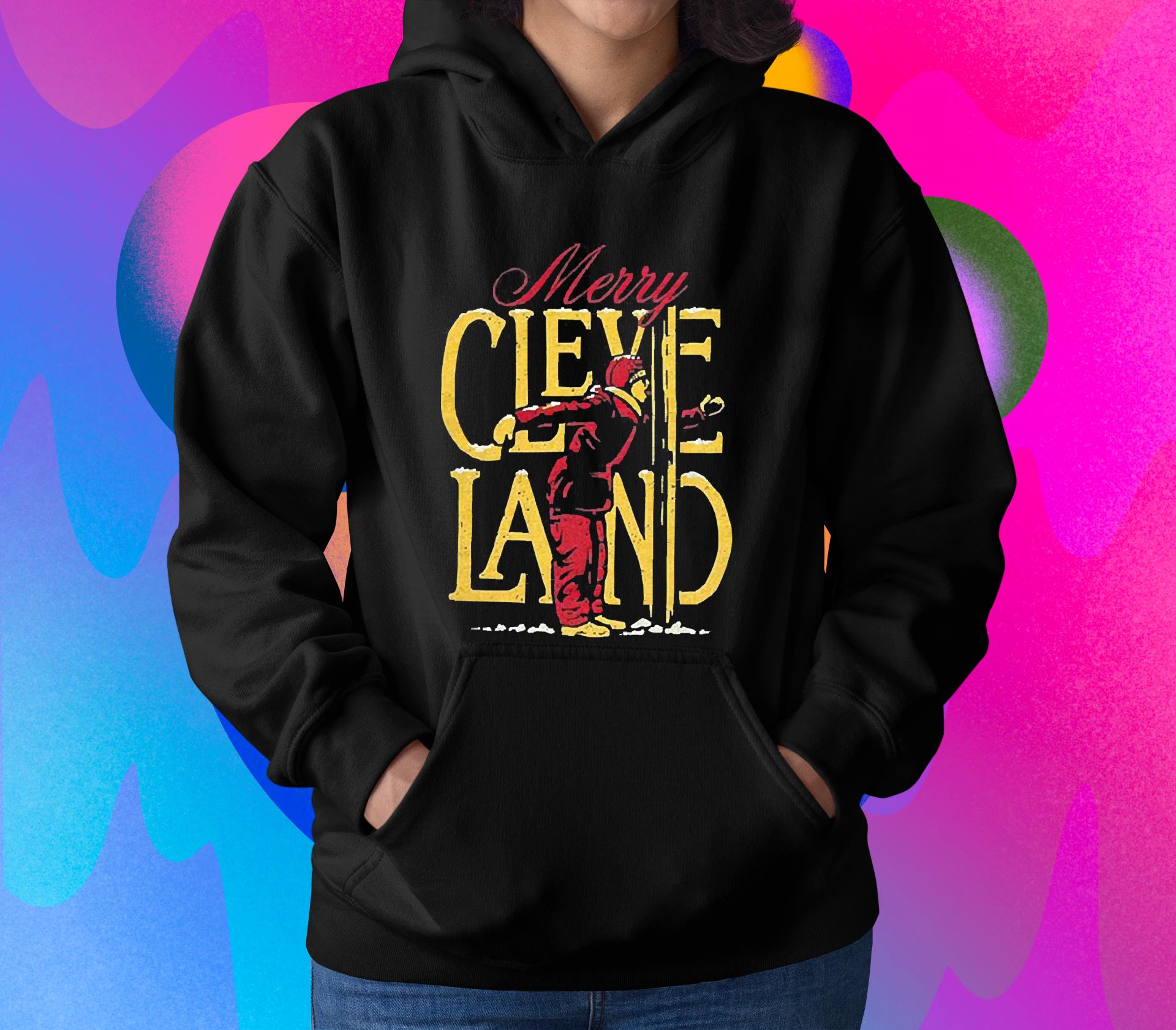 l112 merry cleveland christmas flag pole shirt hoodie - Merry Cleveland Christmas Flag Pole Shirt