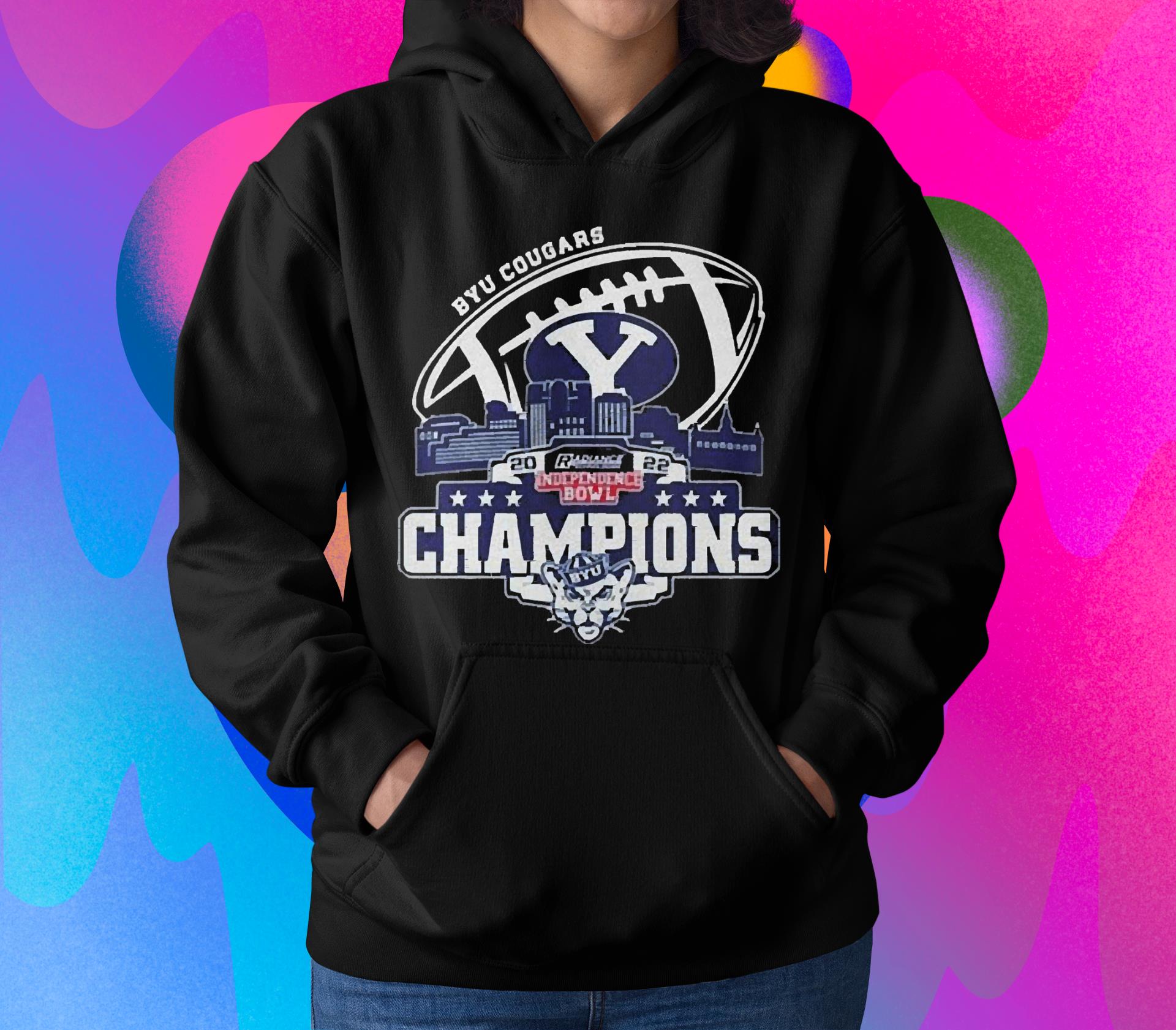 l1212 champions byu cougars logo independence bowl city 2022 shirt hoodie - Champions Byu Cougars Logo Independence Bowl City 2022 Shirt
