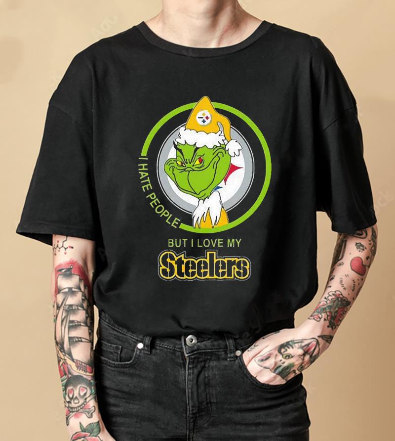 l1611 pittsburgh steelers nfl christmas grinch i hate people but i love my favorite football long sleeve - Pittsburgh Steelers NFL Christmas Grinch I Hate People But I Love My Favorite Football Team Shirt
