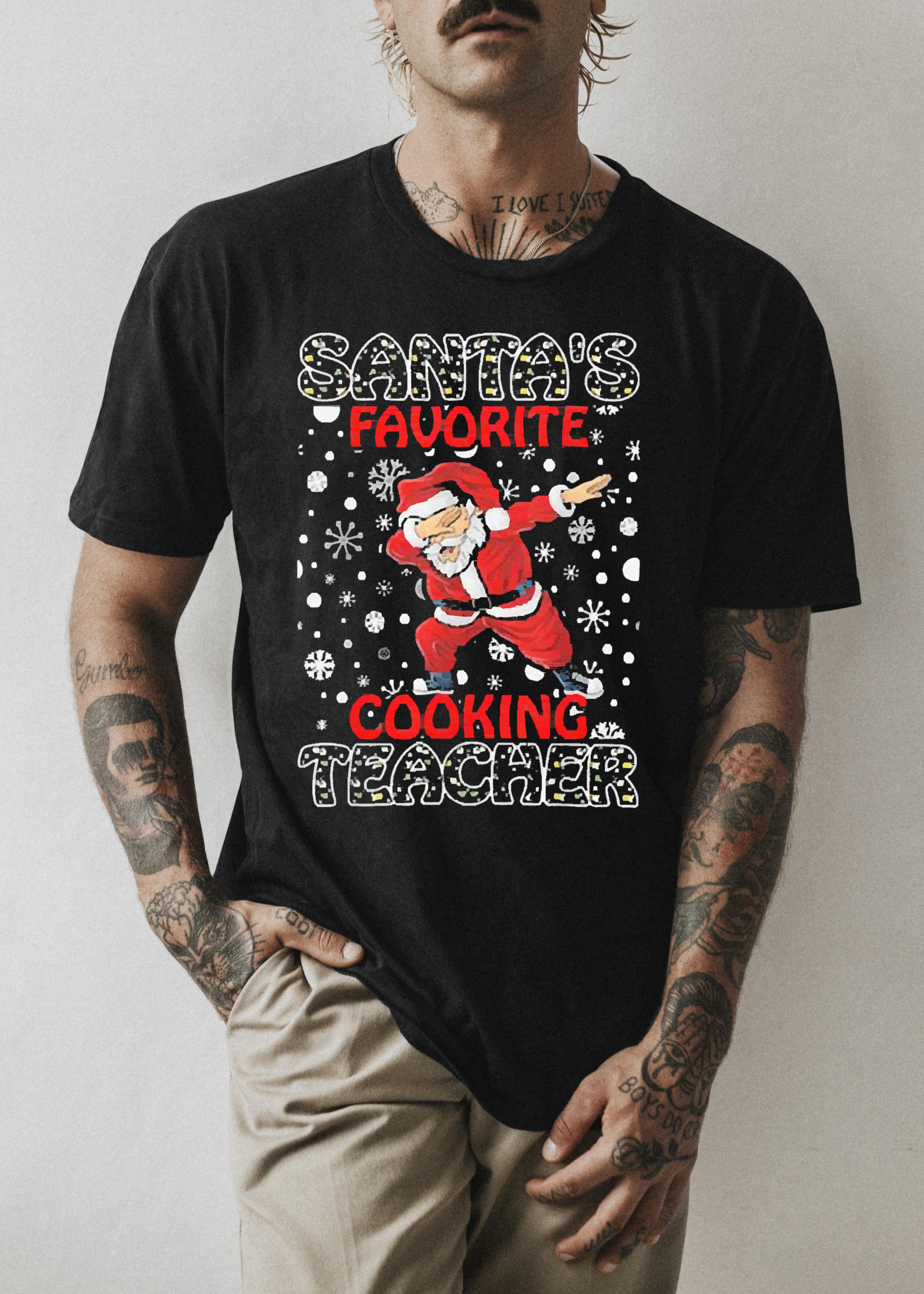 l1612 santa favorite cooking teacher cooking christmas shirt hoodie - Santa Favorite Cooking Teacher Cooking Christmas Shirt