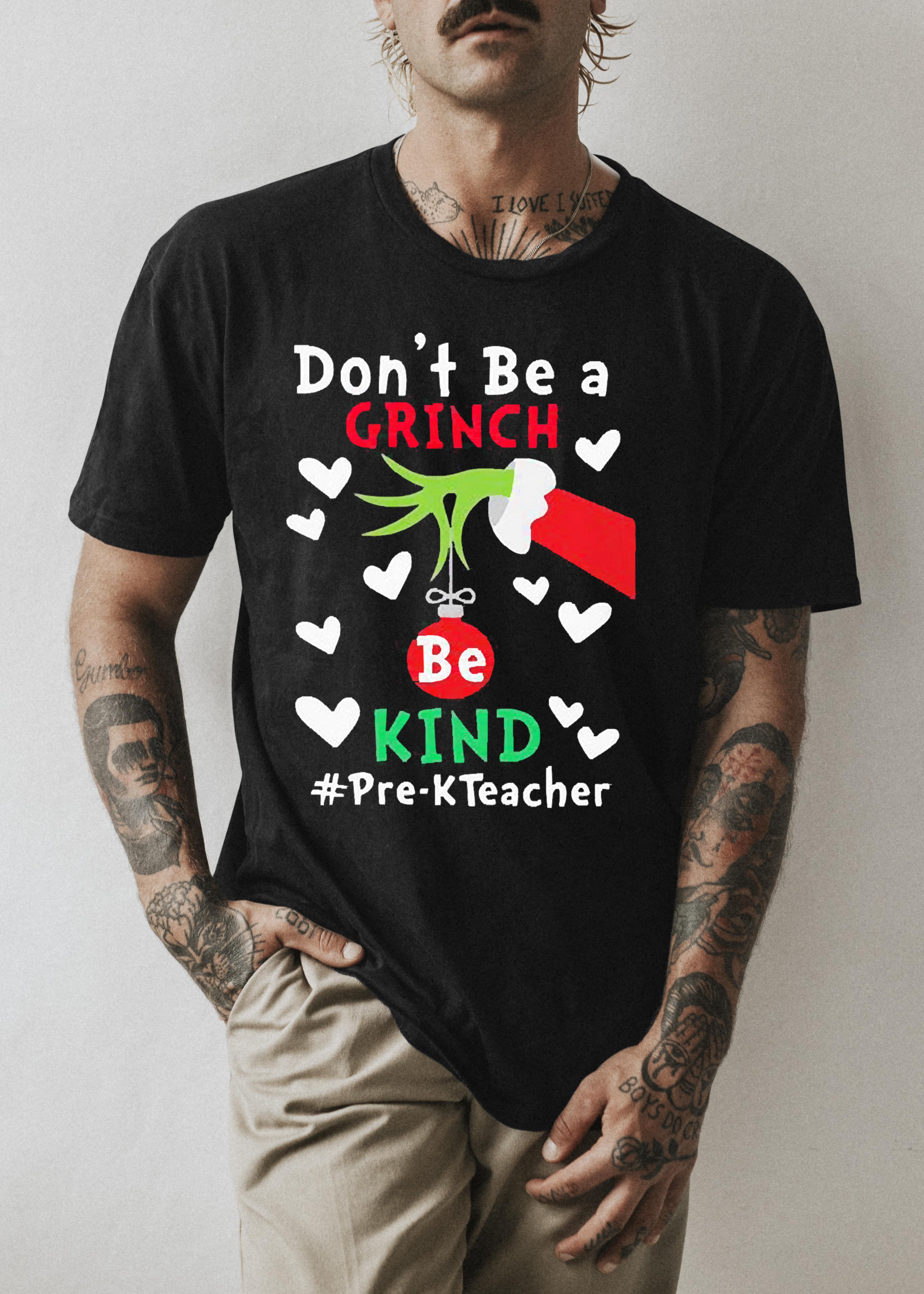 The Grinch Hand Don’t Be A Grinch Be Kind Pre-K Teacher Christmas Shirt 100 nurseteeshirt News