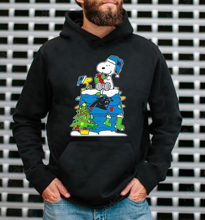 l1711 nfl carolina panthers snoopy and woodstock christmas shirt hoodie - NFL Carolina Panthers Snoopy And Woodstock Christmas Shirt