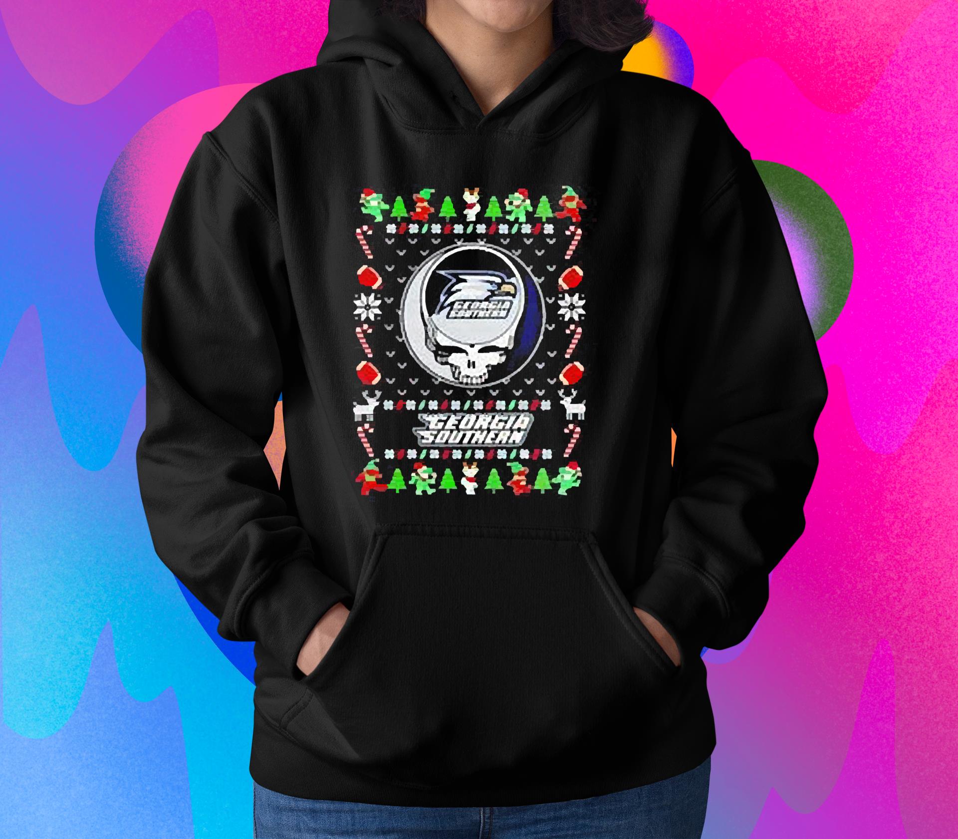 l1712 georgia southern eagles grateful dead ugly christmas shirt hoodie - Georgia Southern Eagles Grateful Dead ugly Christmas shirt