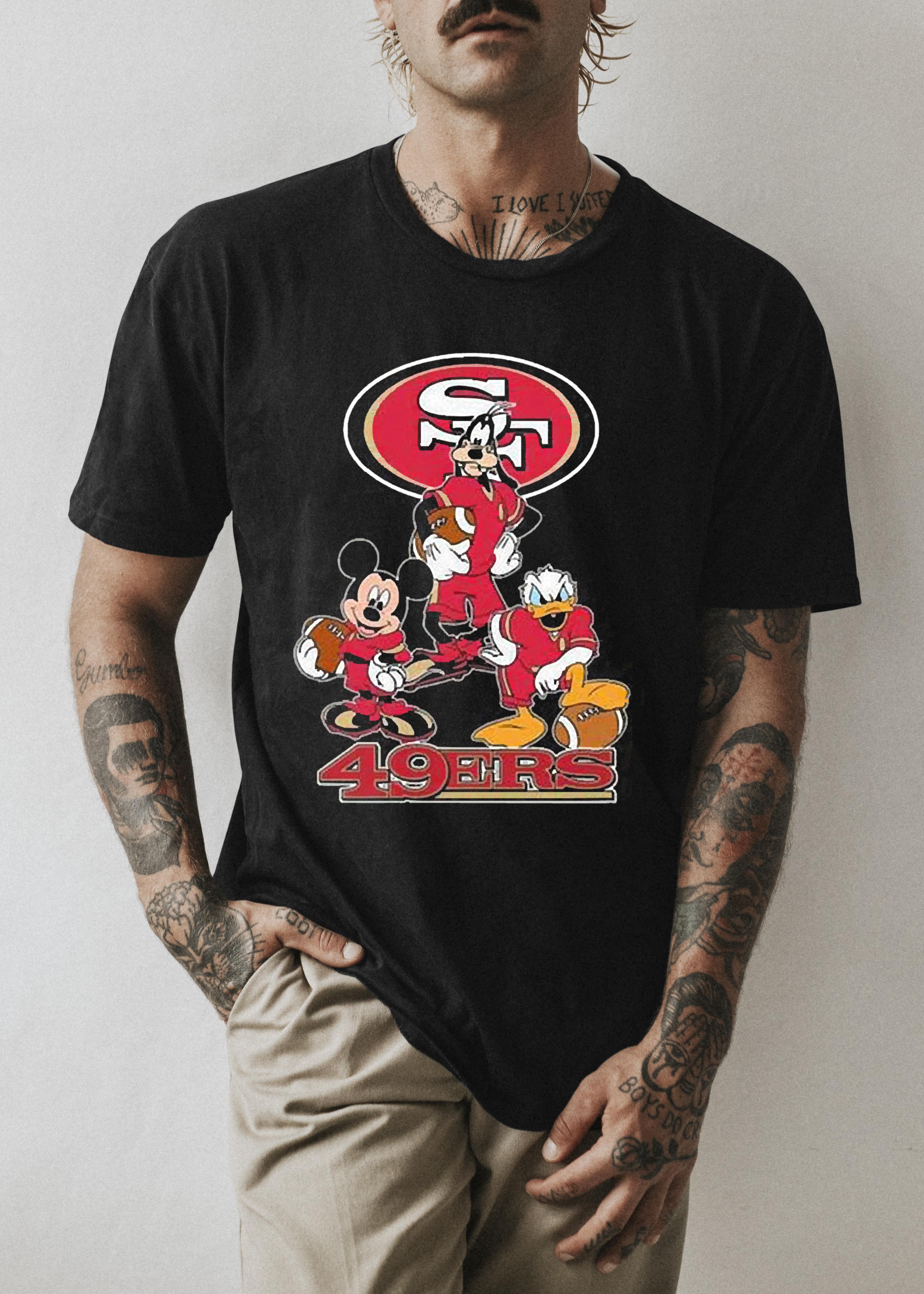 Mickey Goofy Donald Disney San Francisco 49ers Football Gift Shirt l1811 mickey goofy donald disney san francisco 49ers football gift shirt hoodie - Mickey Goofy Donald Disney San Francisco 49ers Football Gift Shirt