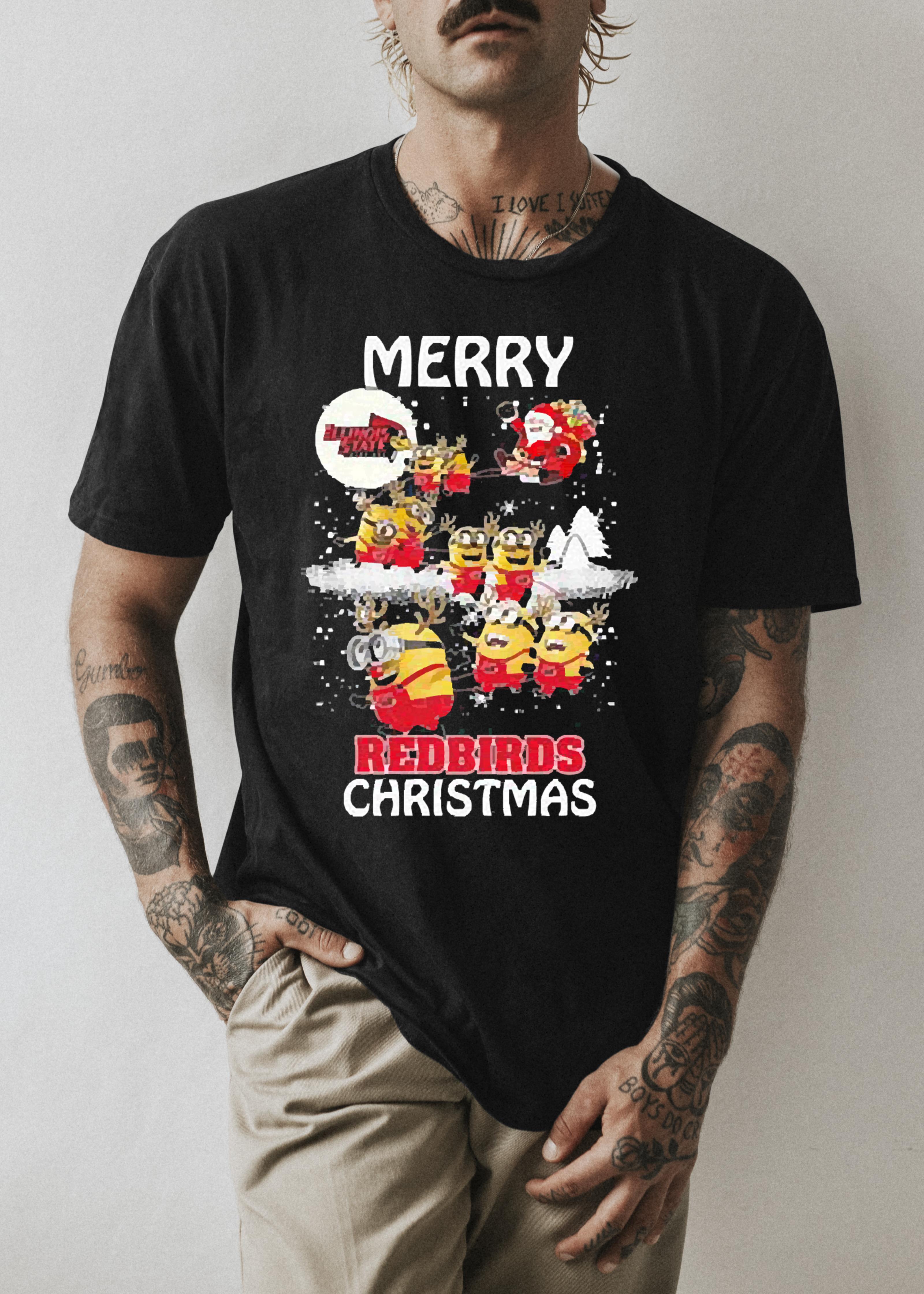 Minion Illinois State Redbirds Merry Christmas shirt 68 nurseteeshirt News