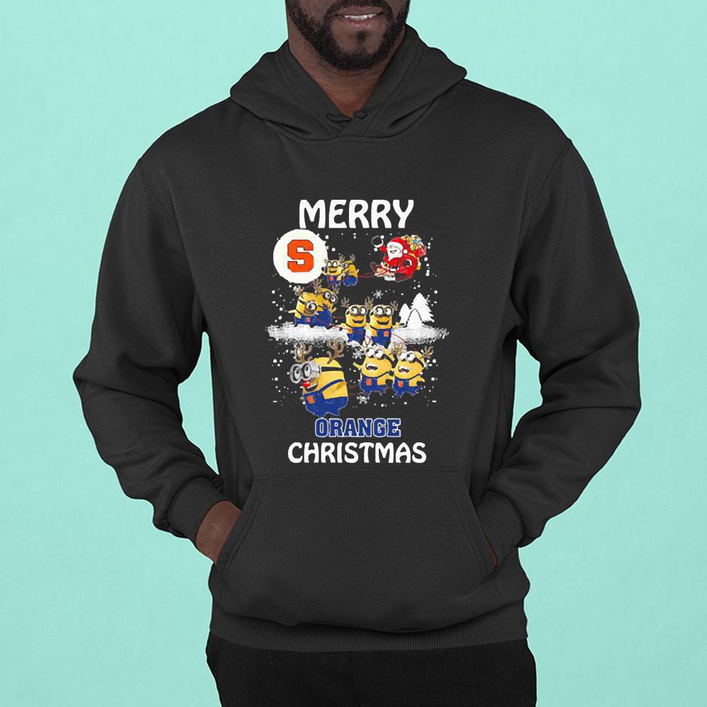 Santa Claus With Sleigh Minions Syracuse Orange Christmas Shirt l2311 santa claus with sleigh minions syracuse orange christmas shirt hoodie - Santa Claus With Sleigh Minions Syracuse Orange Christmas Shirt