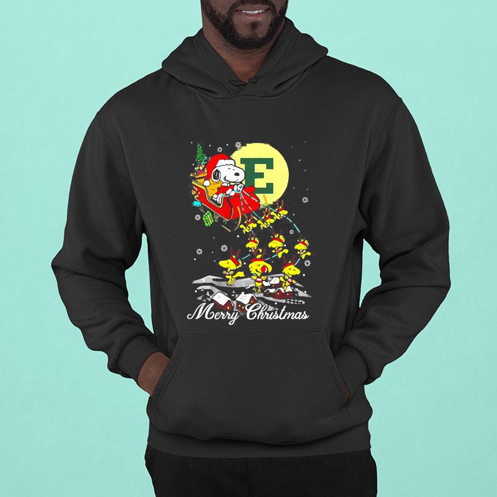 l2311 santa snoopy and woodstock eastern michigan eagles christmas shirt hoodie - Santa Snoopy And Woodstock Eastern Michigan Eagles Christmas Shirt