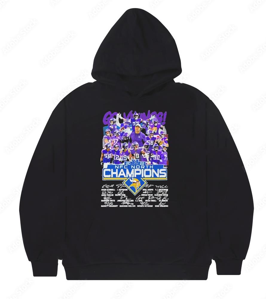 Go Vikings Minnesota Vikings 2022 NFC North Champions Signatures Shirt 2