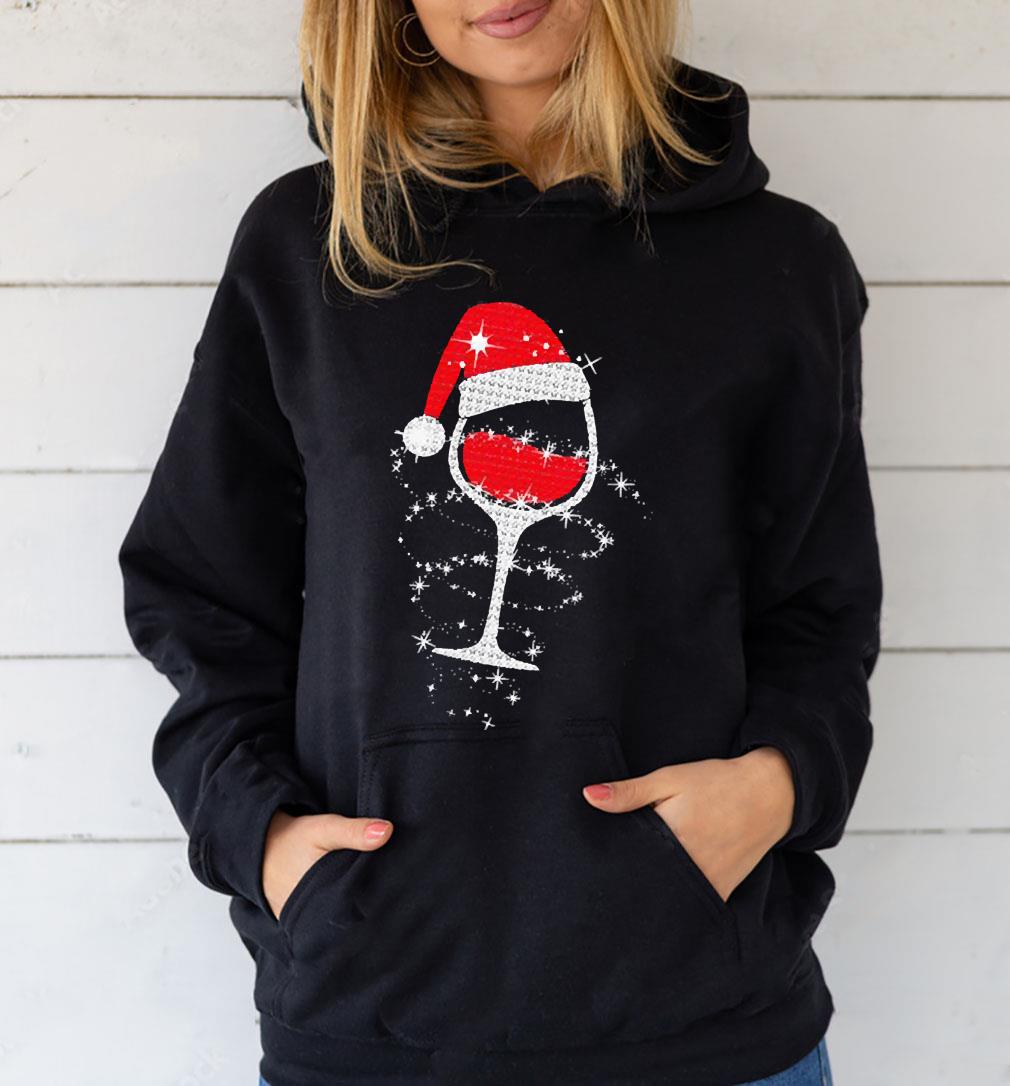 l2412 wine glasses santa hat christmas shirt hoodie - Wine glasses Santa hat Christmas shirt