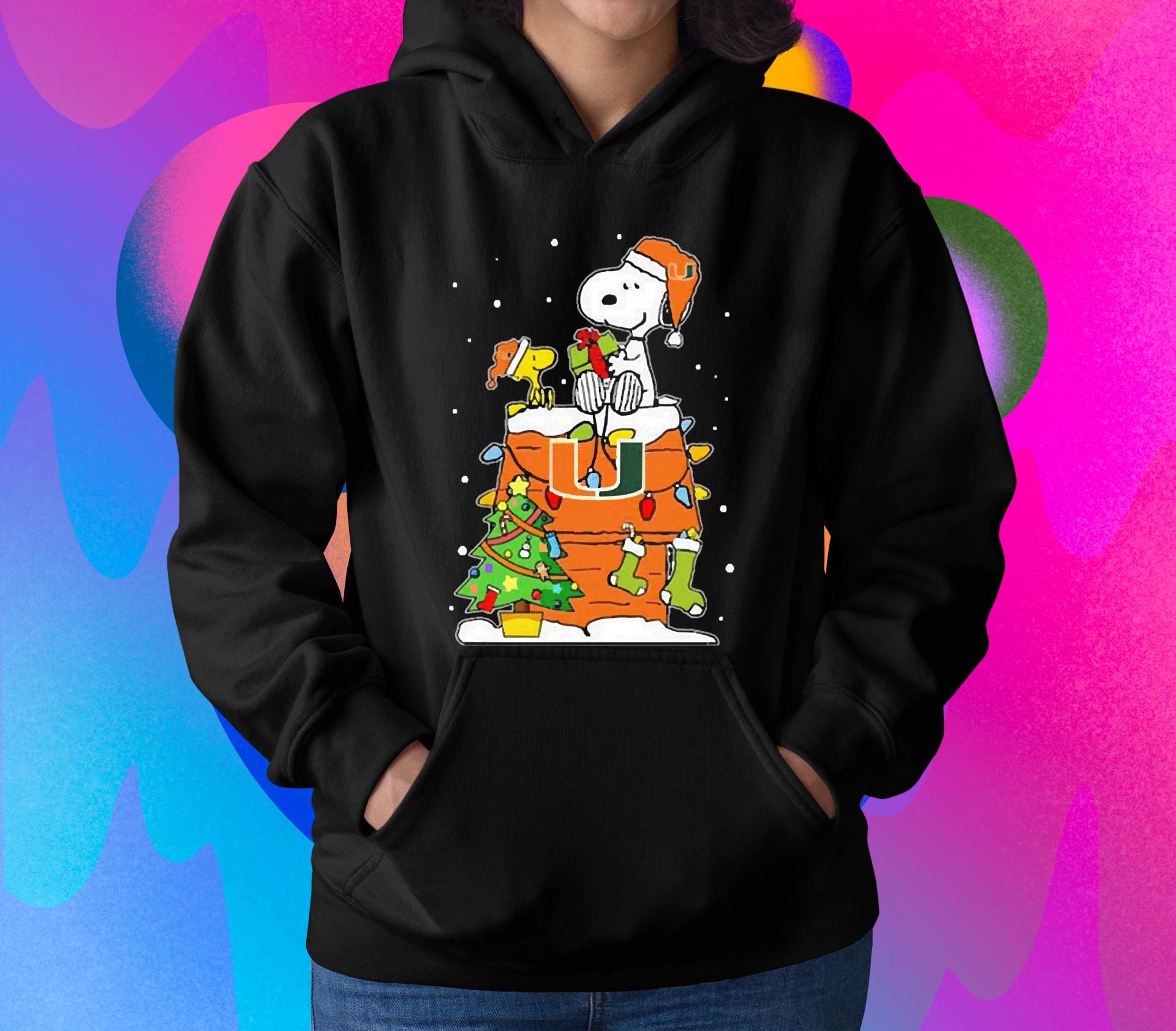 Snoopy And Woodstock Miami Hurricanes Merry Christmas shirt 1 Nursedaytee News