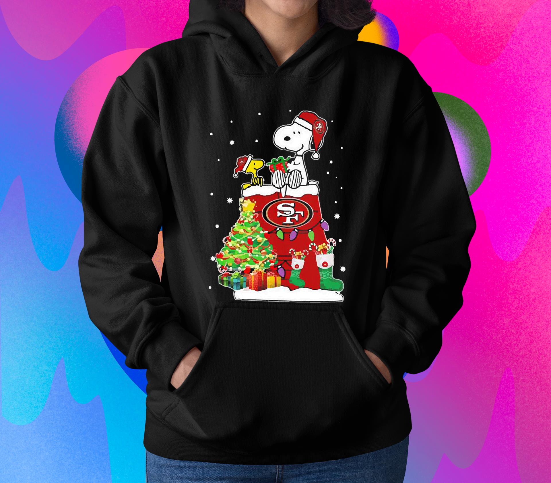 l2611 snoopy and woodstock san francisco 49ers merry christmas shirt hoodie - Snoopy And Woodstock San Francisco 49ers Merry Christmas shirt
