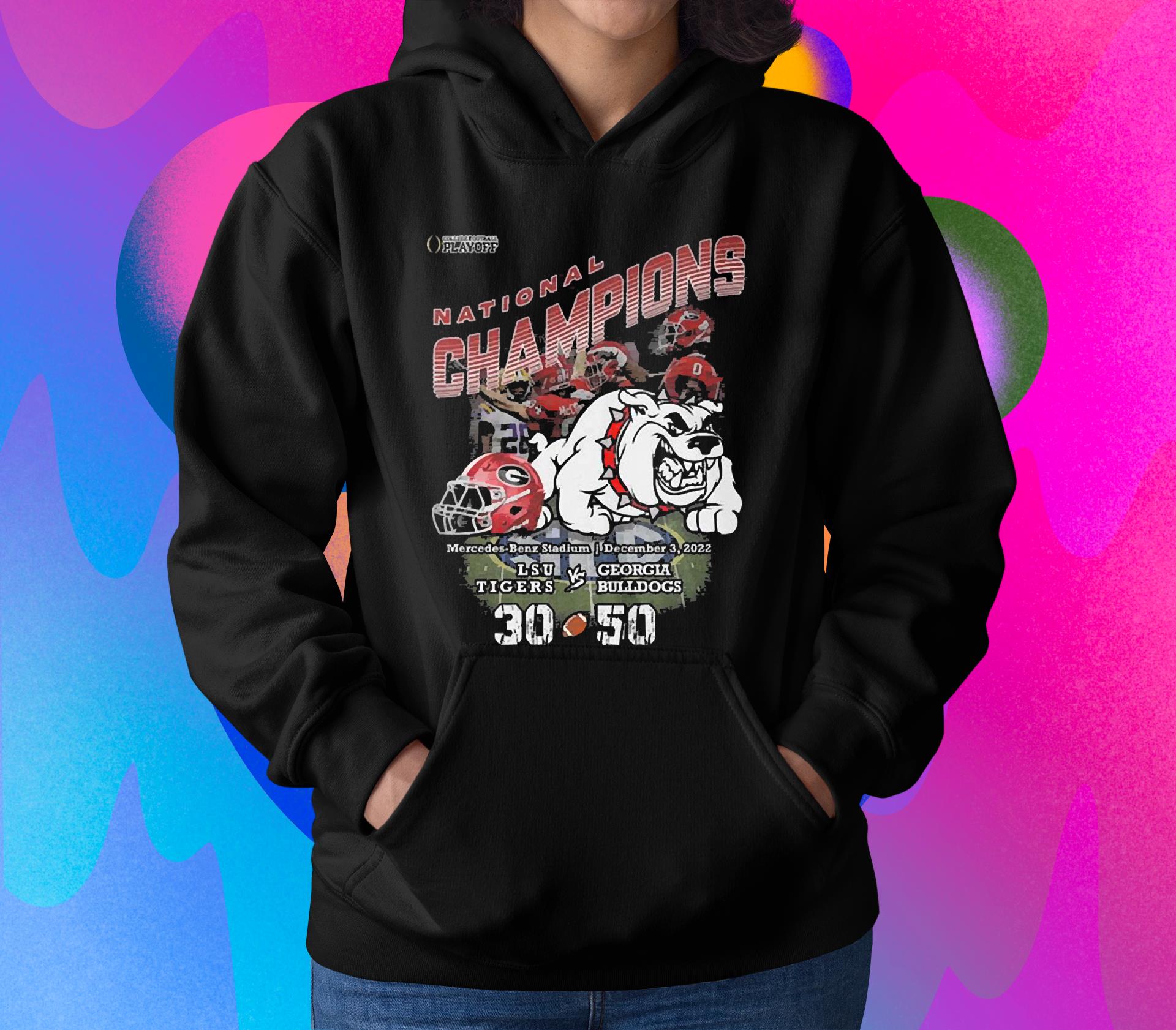 l2712 lsu tigers vs georgia bulldogs 3050 national champions 2022 shirt hoodie - LSU Tigers Vs Georgia Bulldogs 30-50 National Champions 2022 shirt