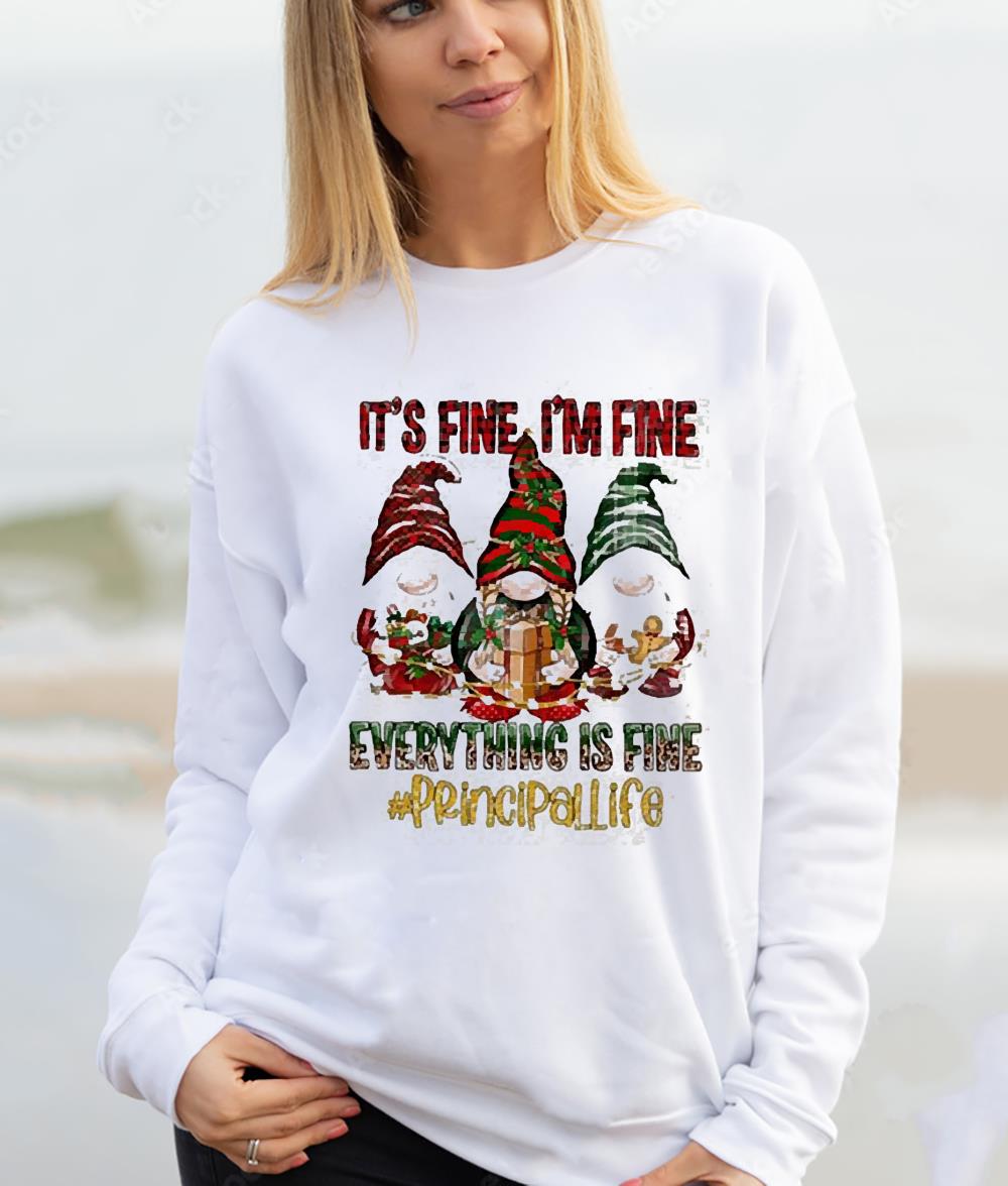 Three Santa Gnomes Leopard Plaid It’s Fine I’m Fine Everything Is Fine Principal Life Christmas Shirt 1 Nursedaytee News
