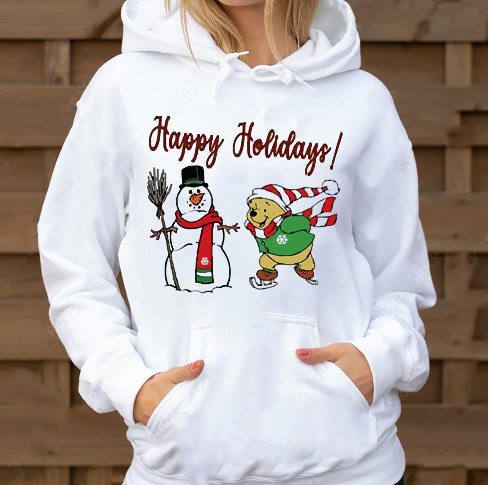 Happy Holialays Winnie Pooh x Snowman Christmas shirt 1 Nursedaytee News