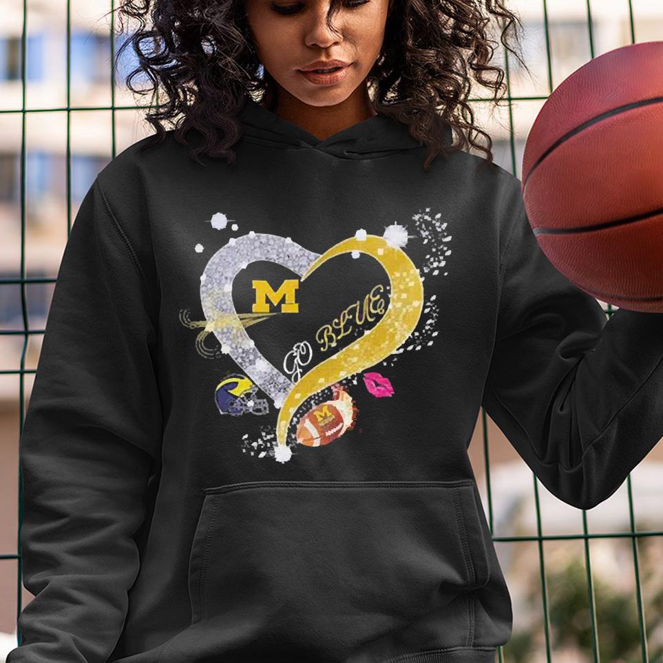 l2912 diamond heart michigan wolverines go blue shirt hoodie - Diamond Heart Michigan Wolverines Go Blue shirt