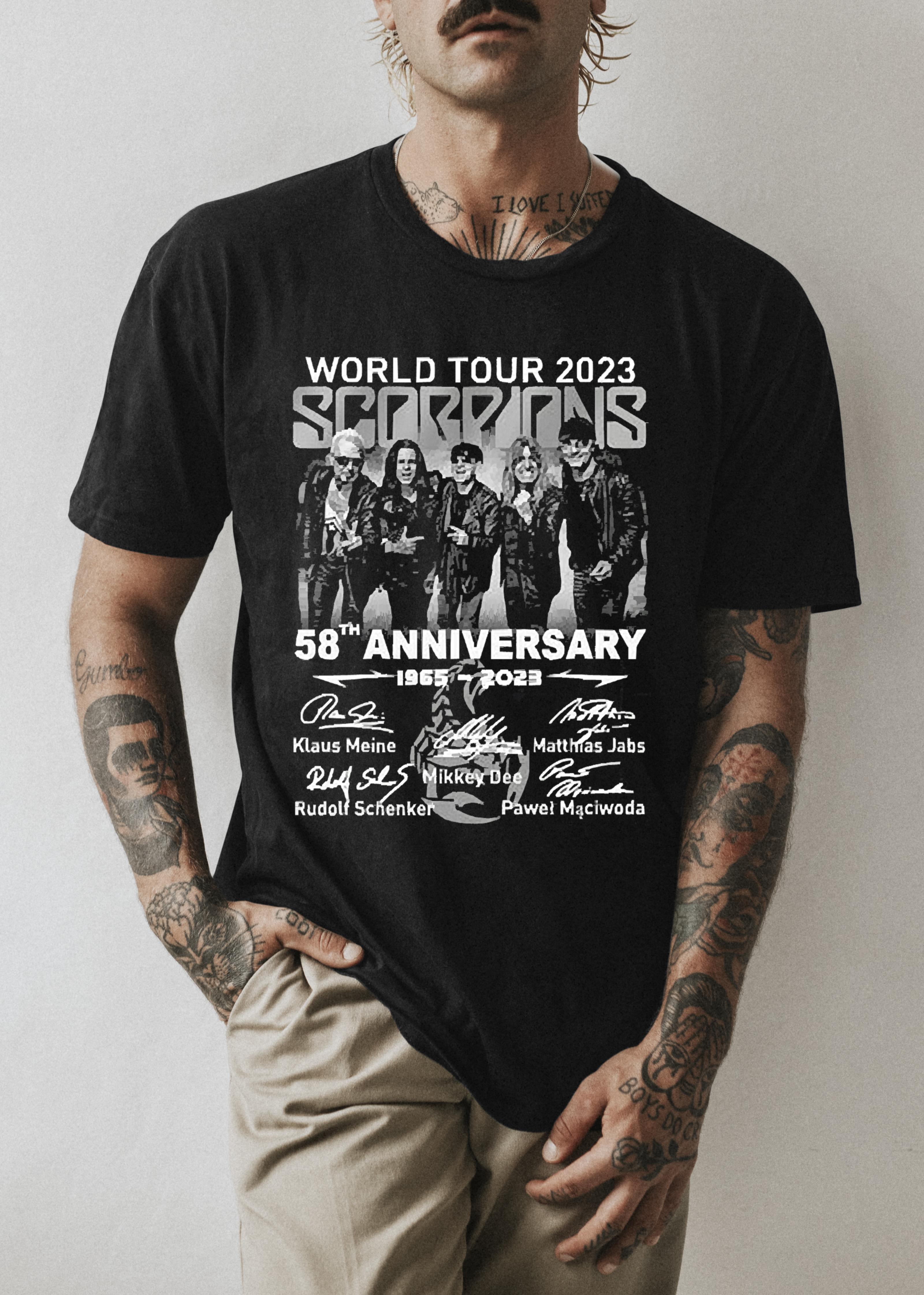 World Tour 2023 Scorpions 58th Anniversary 1965 – 2023 Signatures Shirt 69 nurseteeshirt News