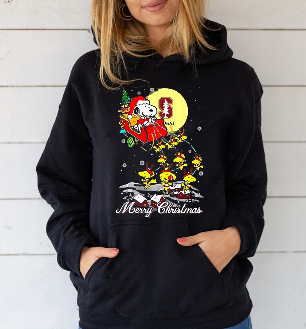 Santa Claus With Sleigh And Snoopy Stanford Cardinal Christmas Shirt 1 Nursedaytee News