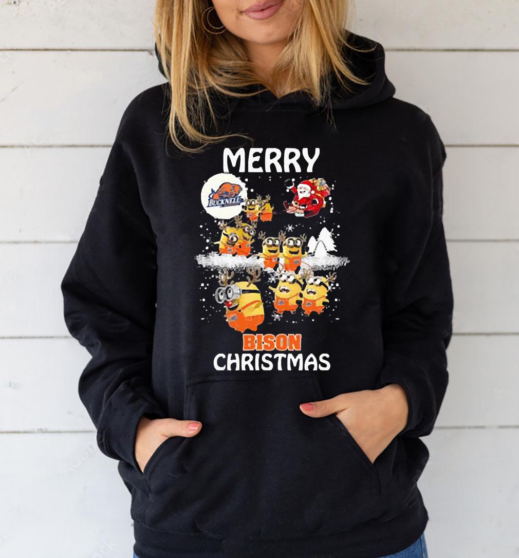 Santa Claus With Sleigh Bucknell Bison Minion Christmas Shirt 35 Merry Christmas