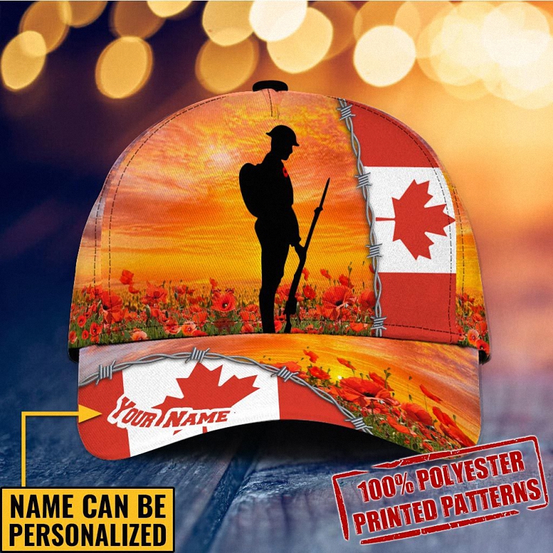 lest we forget canadian veteran personalized classic cap with printed vent holes - Lest We Forget Canadian Veteran Personalized Classic Cap With Printed Vent Holes