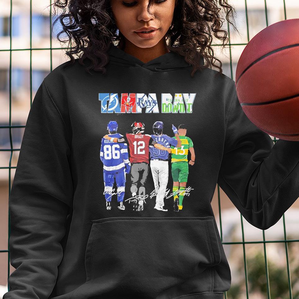 lightning tampa bay buccaneers rays downs kucherov tom brady arozarena and guenzatti signature hoodie - Lightning Tampa Bay Buccaneers Rays Downs Kucherov Tom Brady Arozarena And Guenzatti Signature Shirt