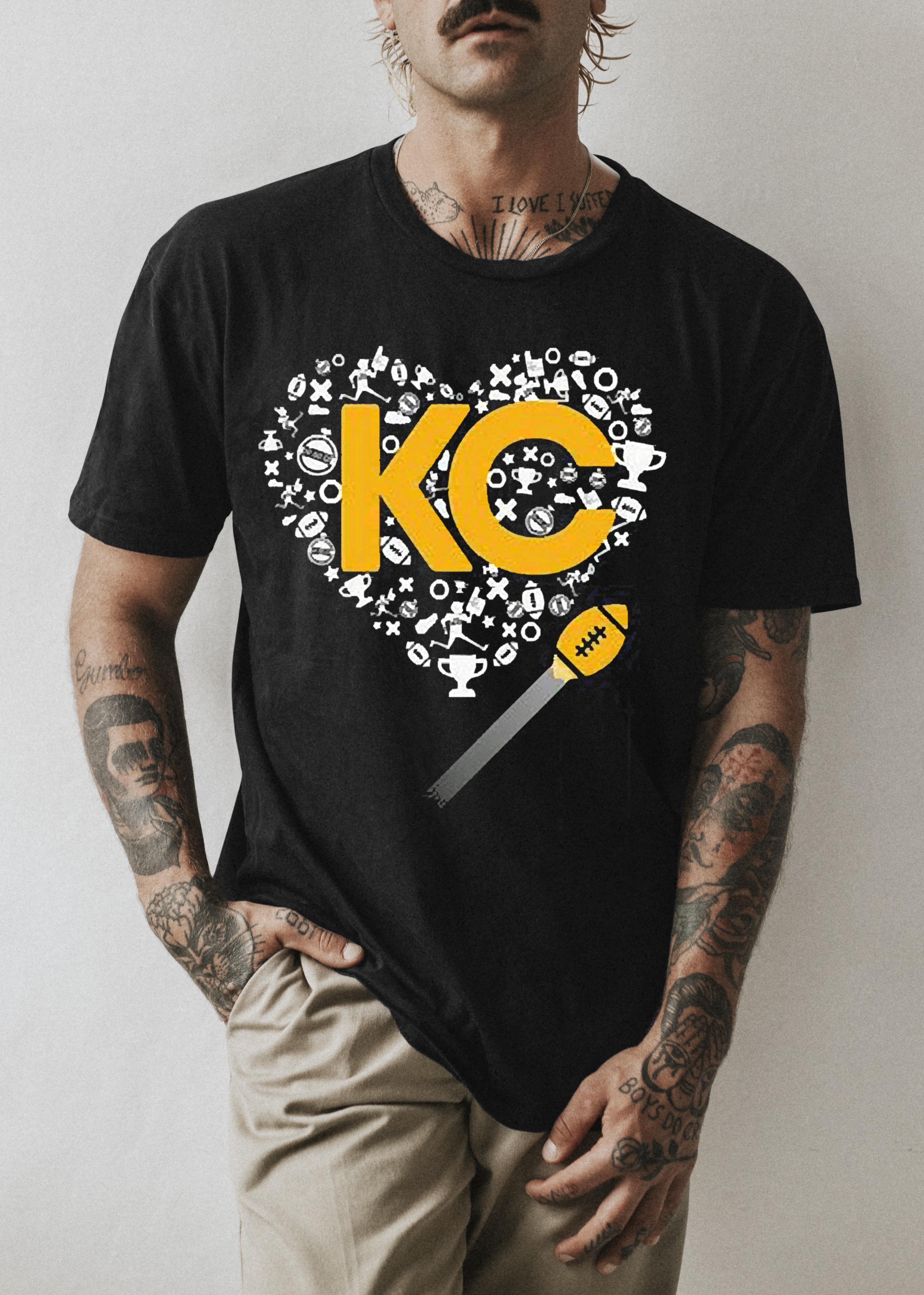 I Love Kansas City Football Heart Kc Classic Shirt 1