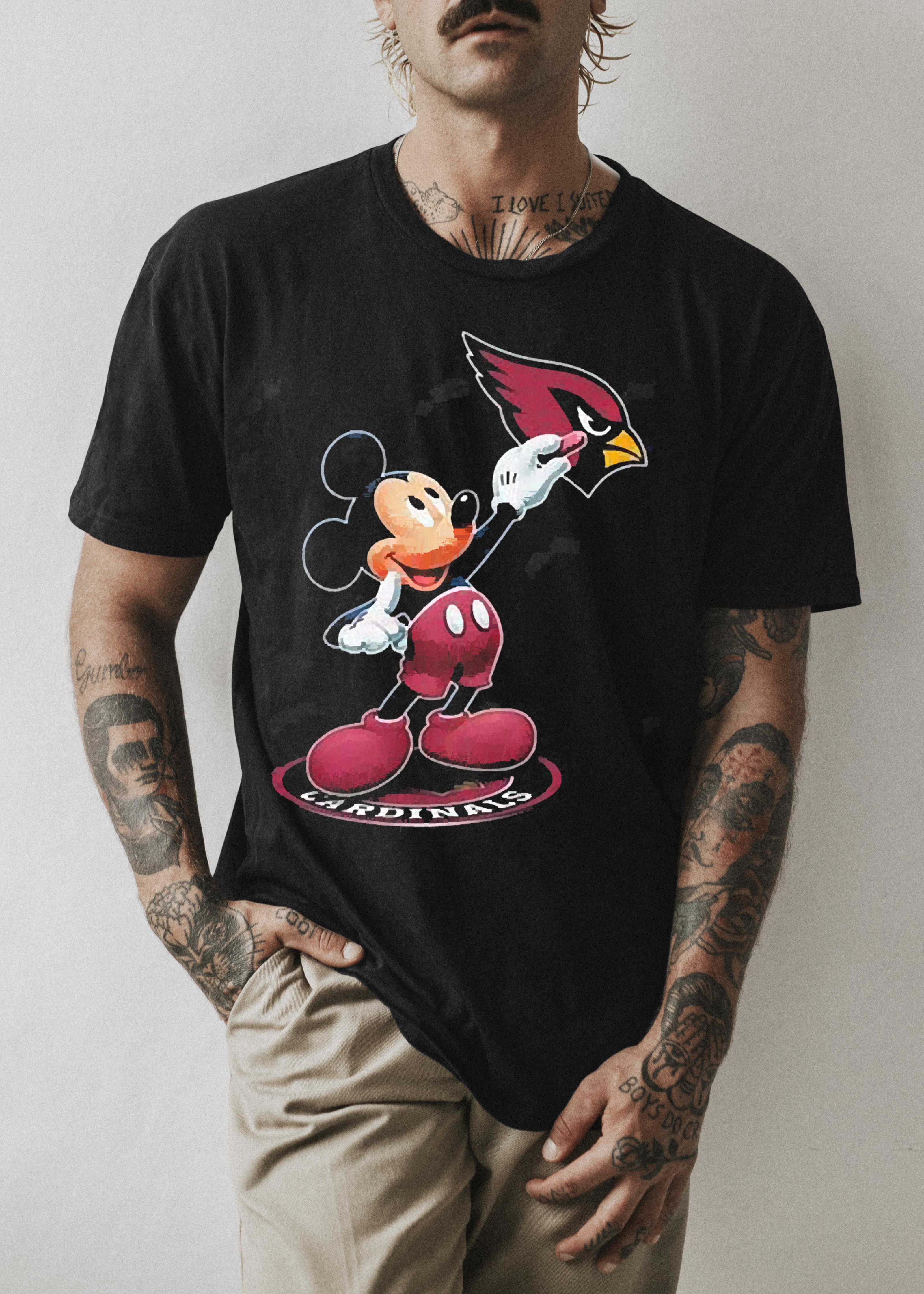 Mickey mouse nfl arizona cardinals logo 2023 shirt 1