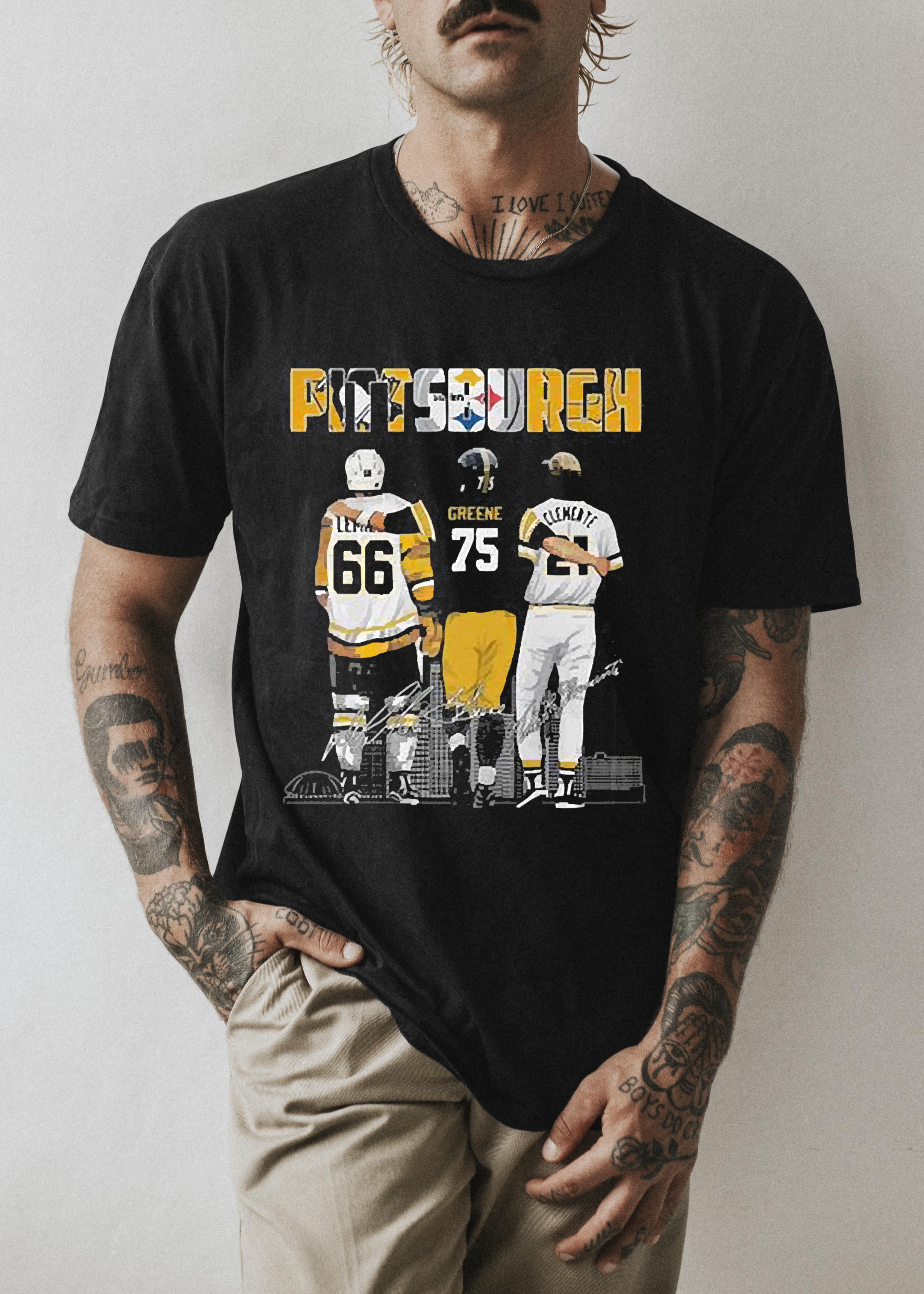 Pittsburgh Sports Teams Lemont Greene Clemente Signatures Skylines Shirt 1