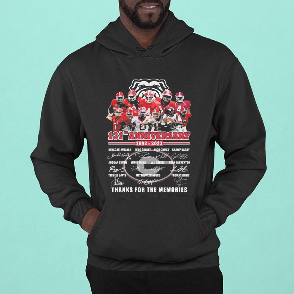 m111 georgia bulldogs 131st anniversary 18922023 thanks for the memories signatures shirt hoodie - Georgia Bulldogs 131st Anniversary 1892-2023 Thanks For The Memories Signatures shirt