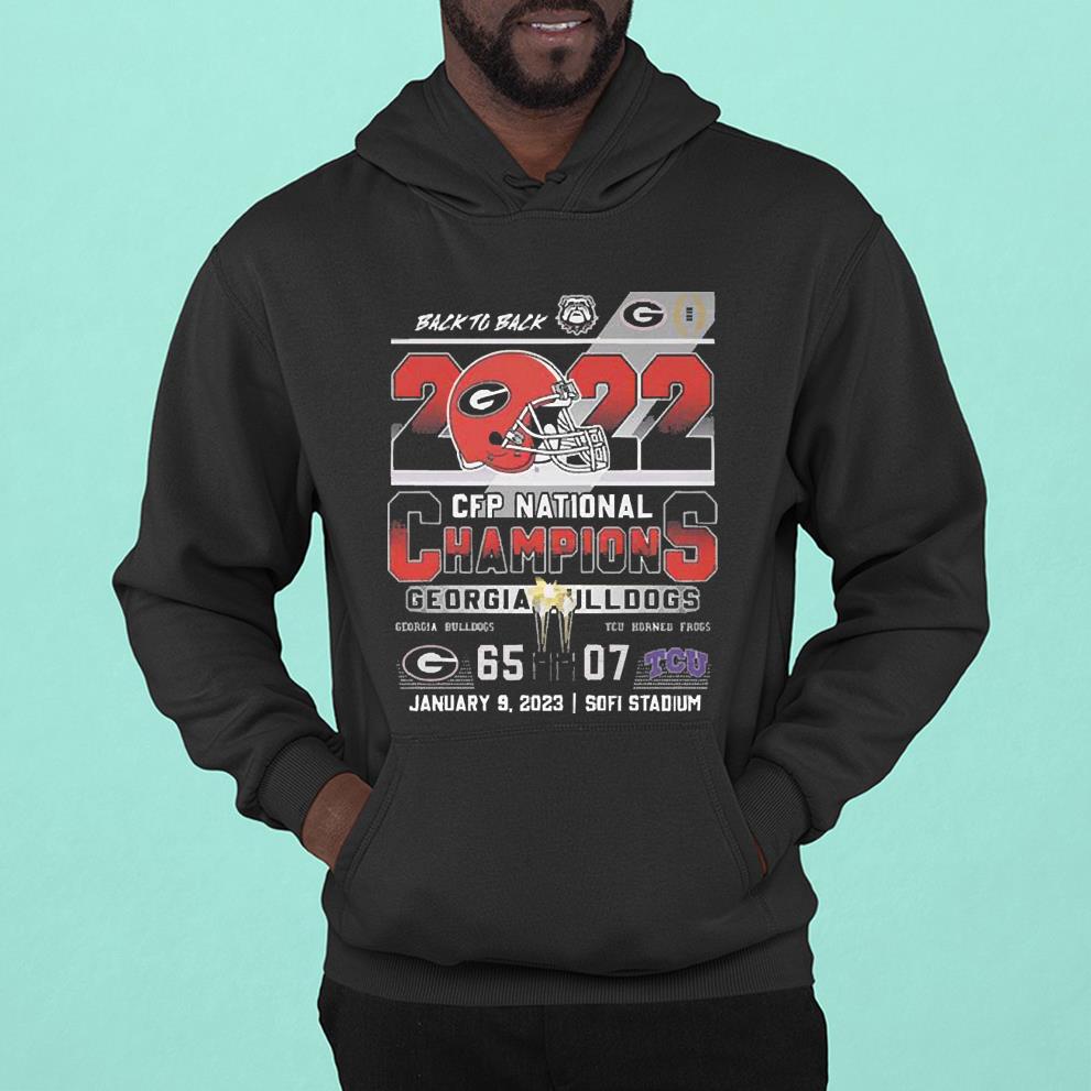 Georgia Bulldogs Vs TCU Horned Frogs 65-07 Back To Back 2023 CFP National Champions shirt 1 Thebeatlestshirt News
