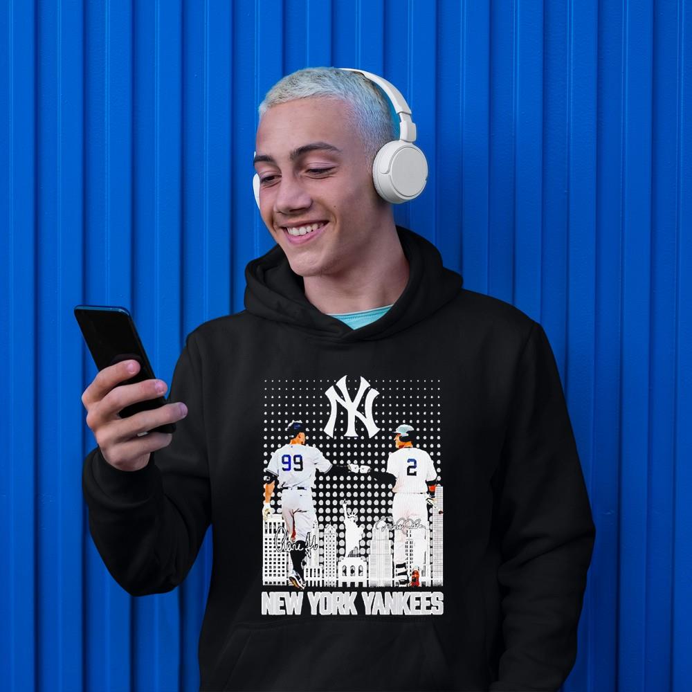 New York Yankees Aaron Judge and Derek Jeter walk signatures shirt 1