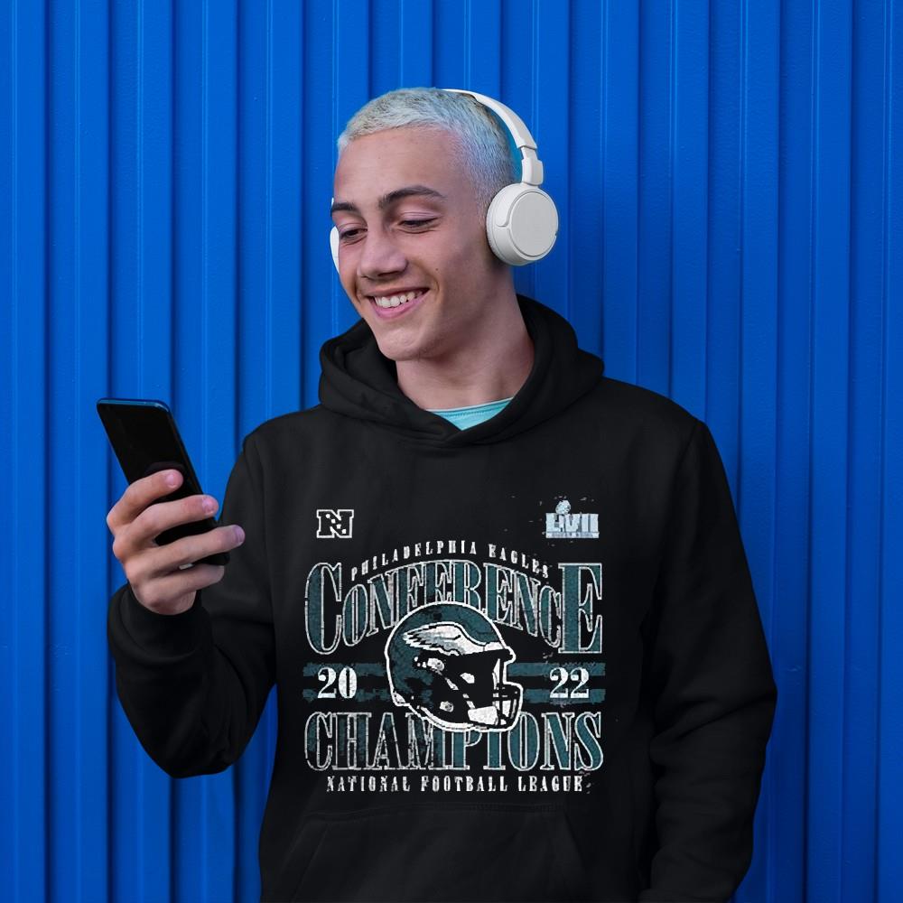 Philadelphia eagles 2022 nfc champions tri-blend banner worthy shirt 1