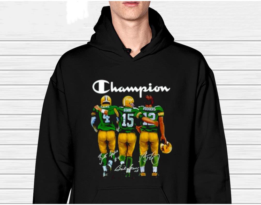 Champion Green Bay Packers Starr 15 Rodgers 12 Favre 4 Signatures 2023 Shirt 1