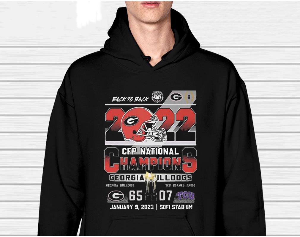 Georgia Bulldogs Vs TCU Horned Frogs 65-07 Back To Back 2023 CFP National Champions shirt 1