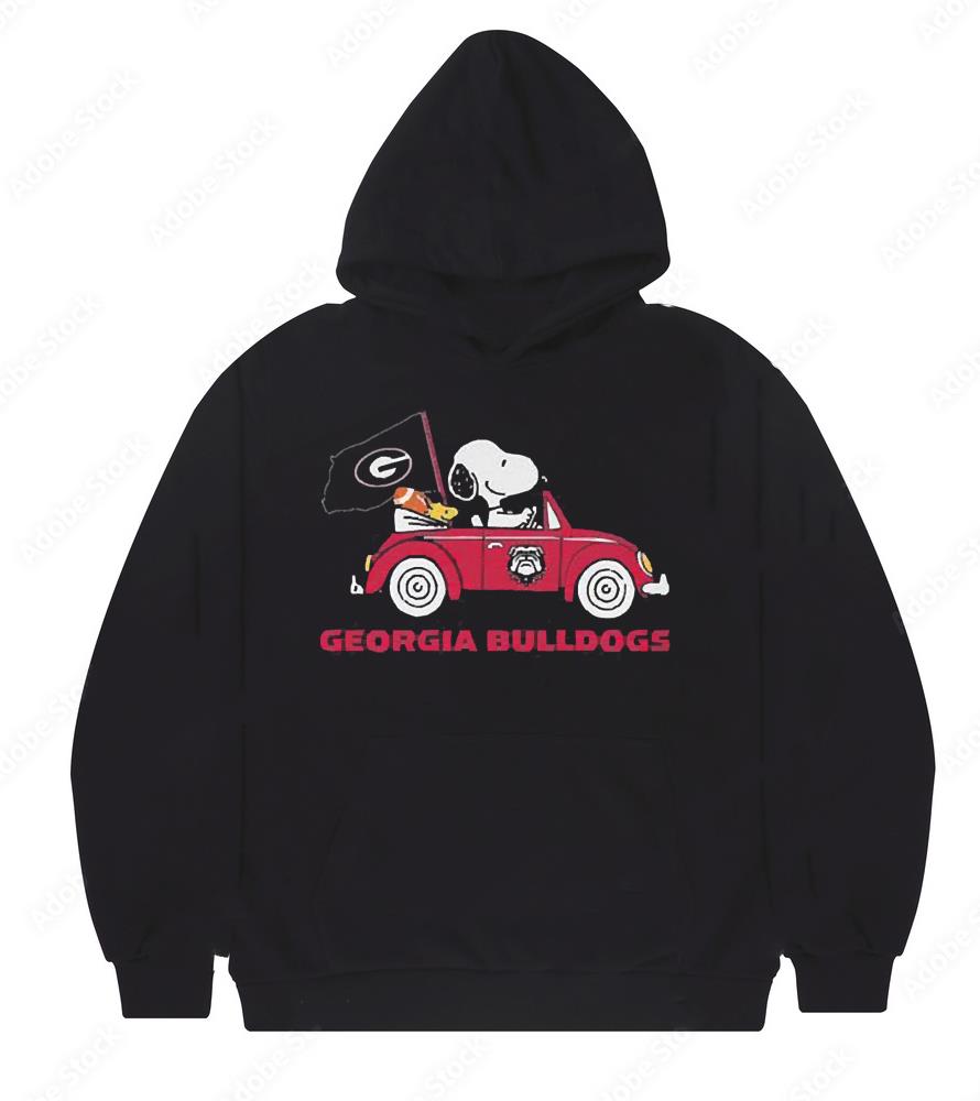Georgia Bulldogs Snoopy And Woodstock Driver Car 2023 CFP National Champions shirt 1 Thebeatlestshirt News