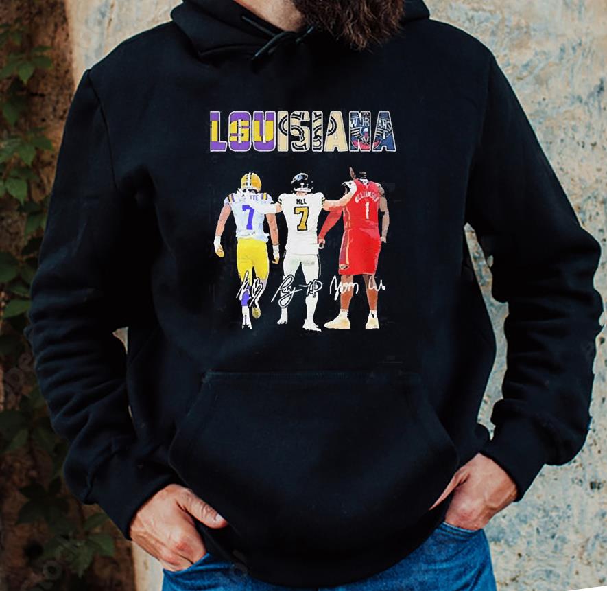 Louisiana Sports Team Leonard Fournette Taysom Hill And Zion Williamson Signatures Shirt 1 Thebeatlestshirt News