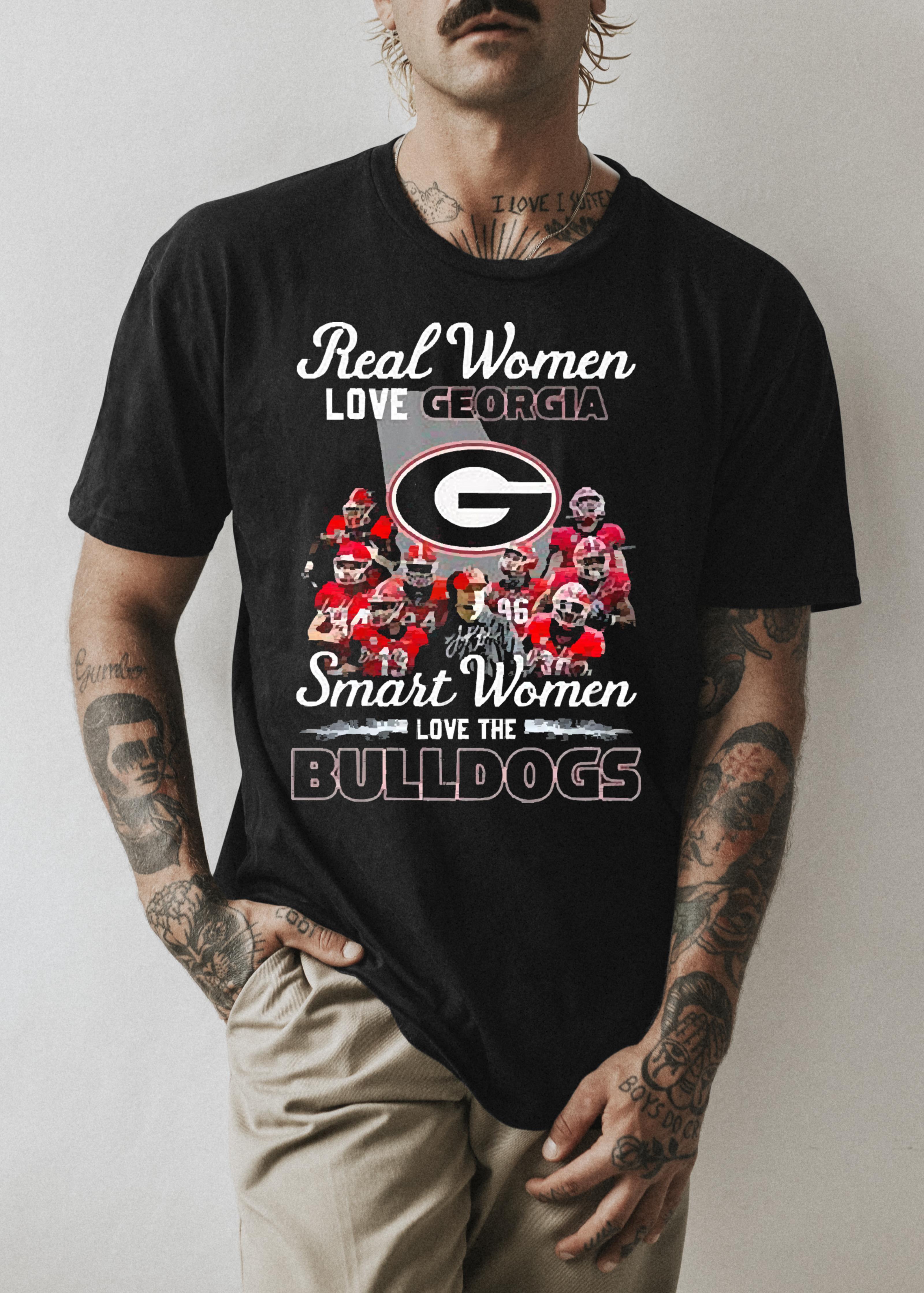 2022 Real Women love Georgia Smart Women love the Bulldogs signatures shirt 1