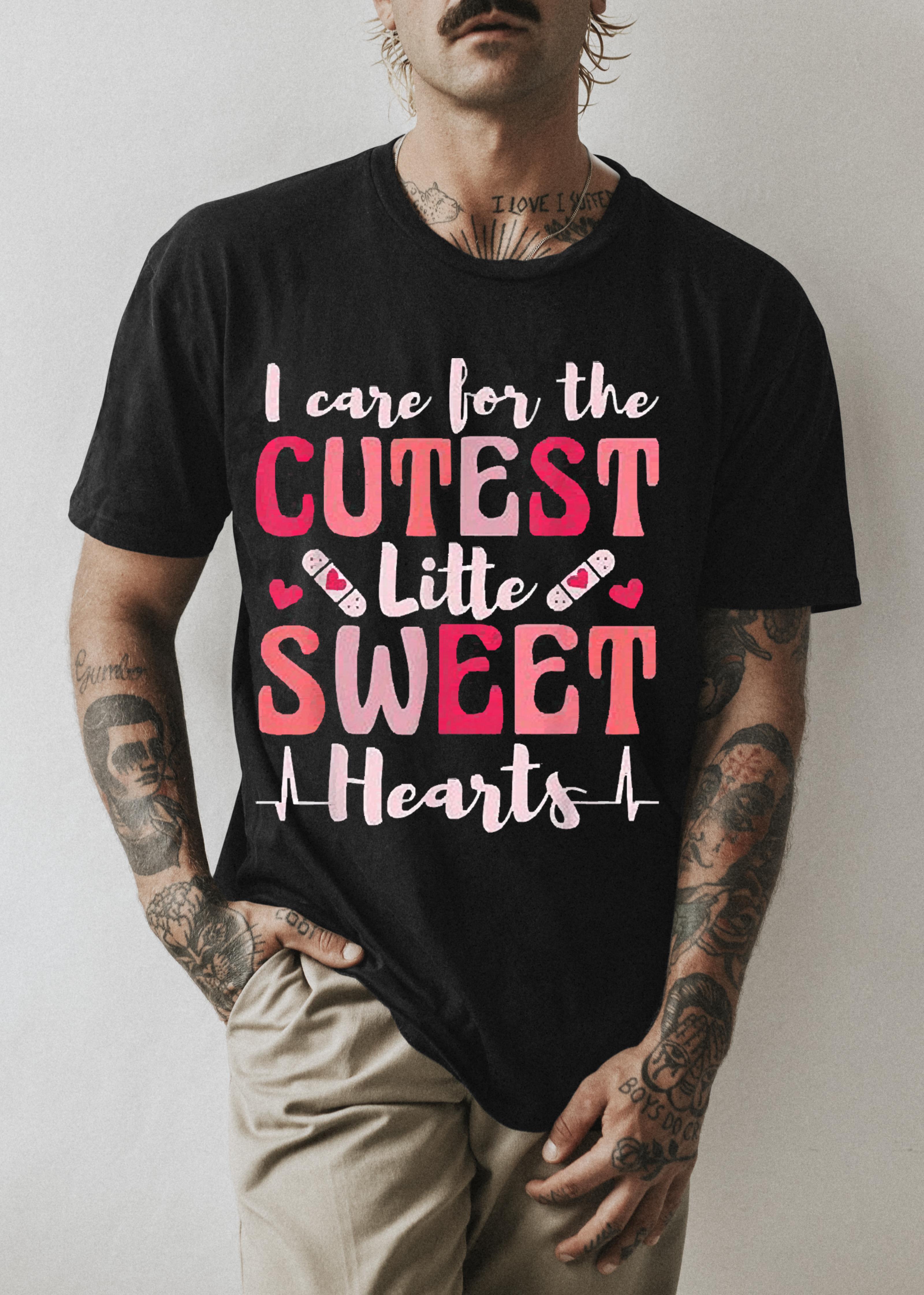 I Care Sweet Hearts Retro Groovy Valentines Day For Nurse Shirt 1