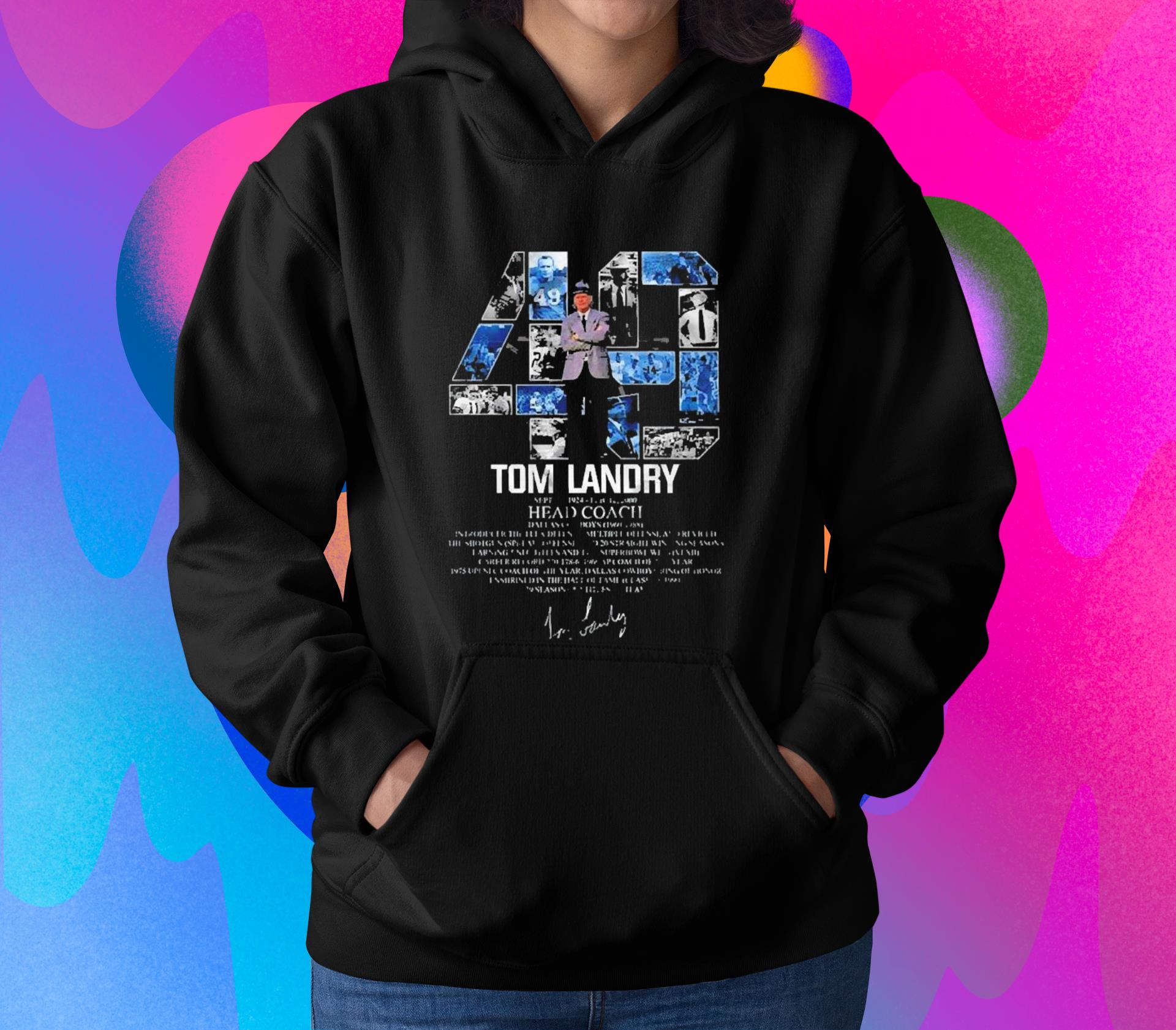 49 Tom Landry Head Coach Dallas Cowboys 1960 1988 Signature shirt 1