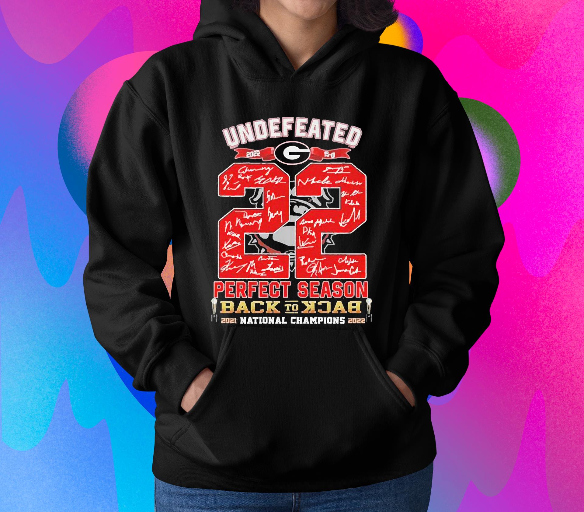 Georgia Bulldogs Undefeated 2022 Perfect Season Back To Back National Champions 2021-2022 shirt 1