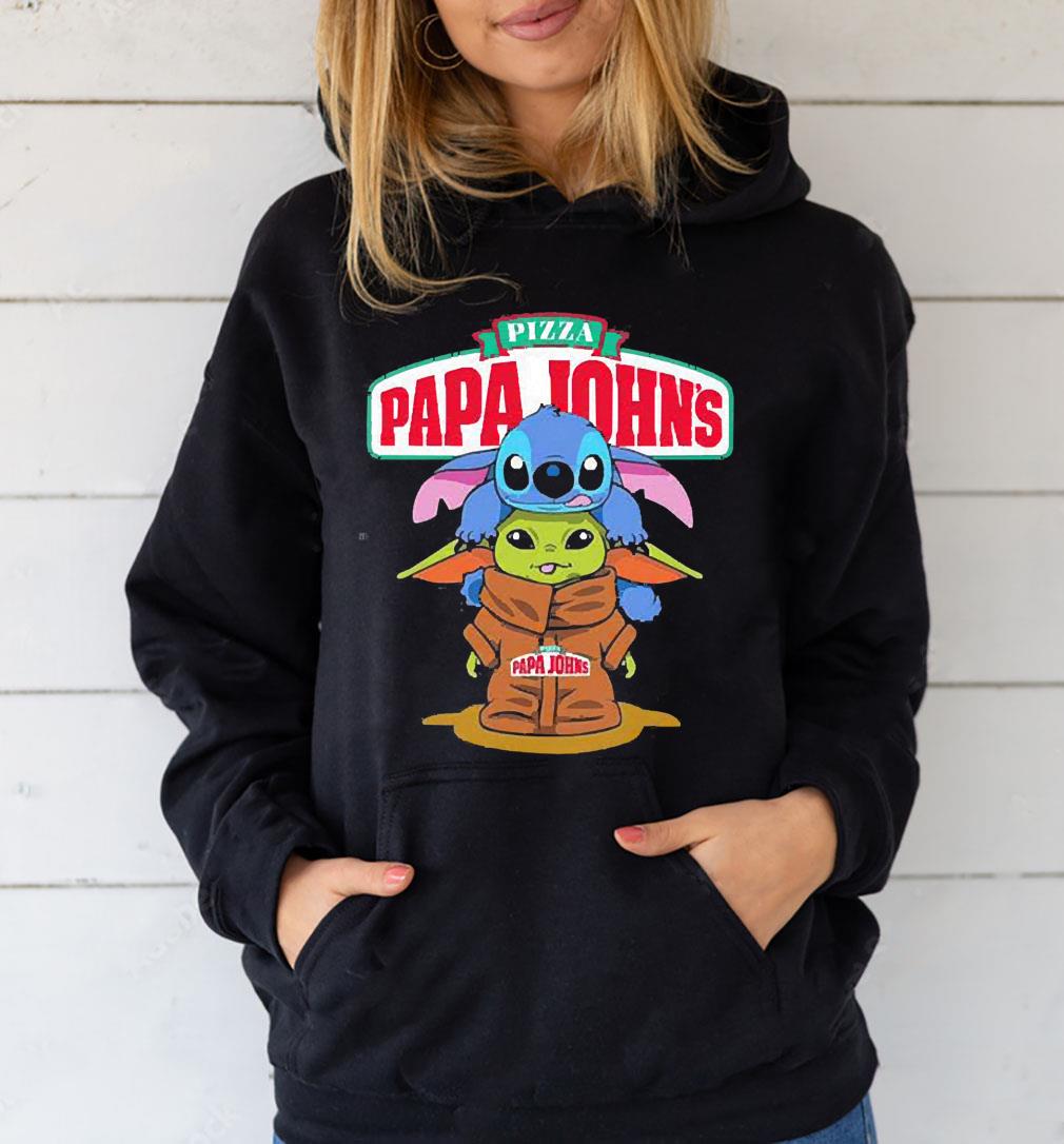 Baby Yoda stitch patch iron on heat pizza papa johns logo 2023 shirt 1