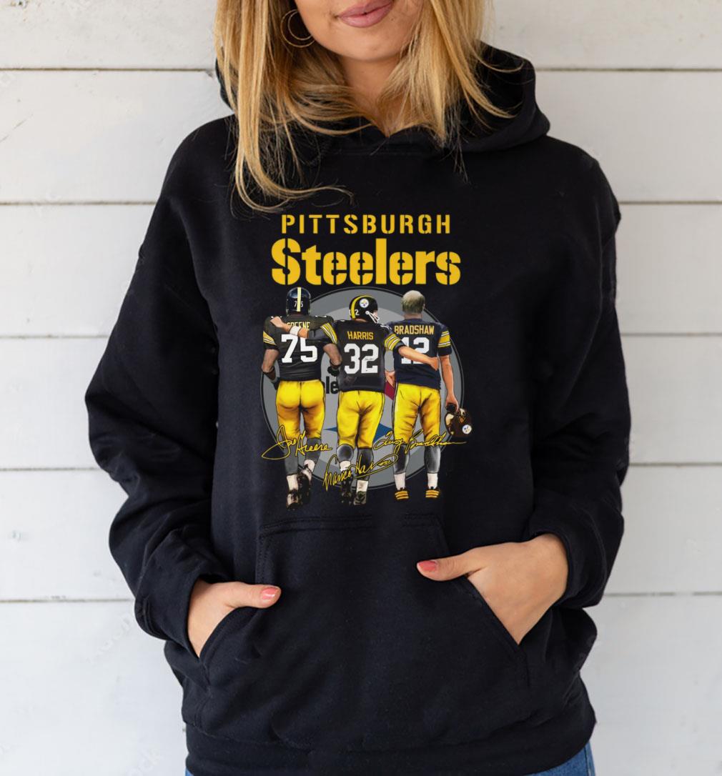 Pittsburgh Steelers Joe Greene Franco Harris Terry Bradshaw Signature Shirt 1