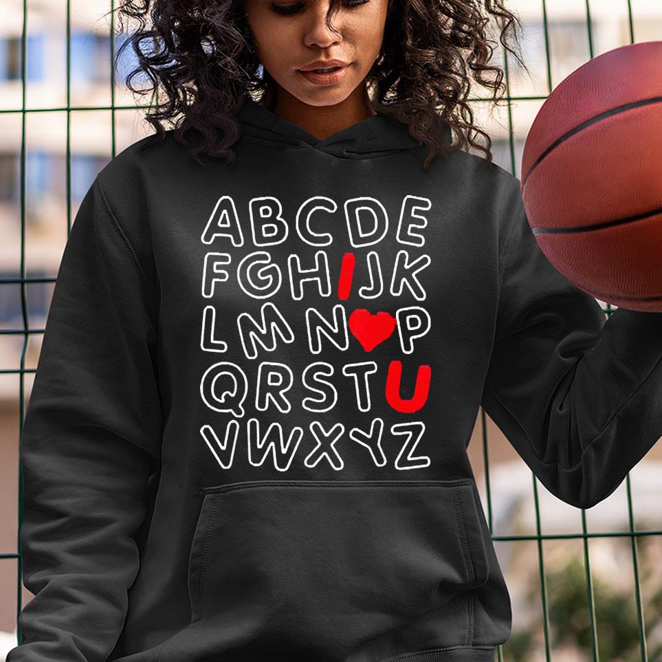 Alphabet ABC I Love You Heart U Valentines Day Teacher Shirt 1