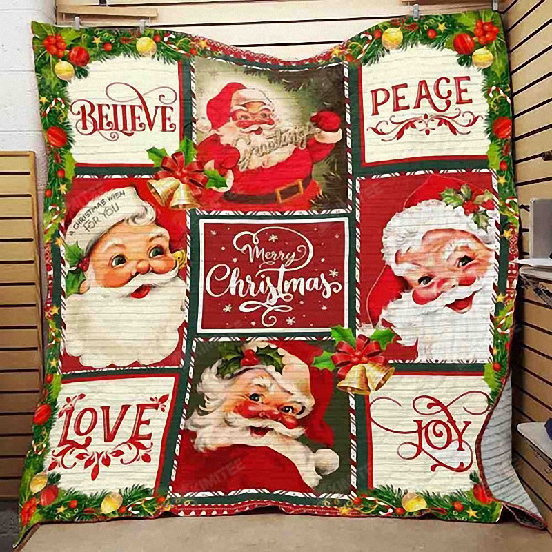 merry christmas wish for you santa claus peace love joy quilt blanket - Merry Christmas Wish For You Santa Claus Peace Love Joy Quilt Blanket