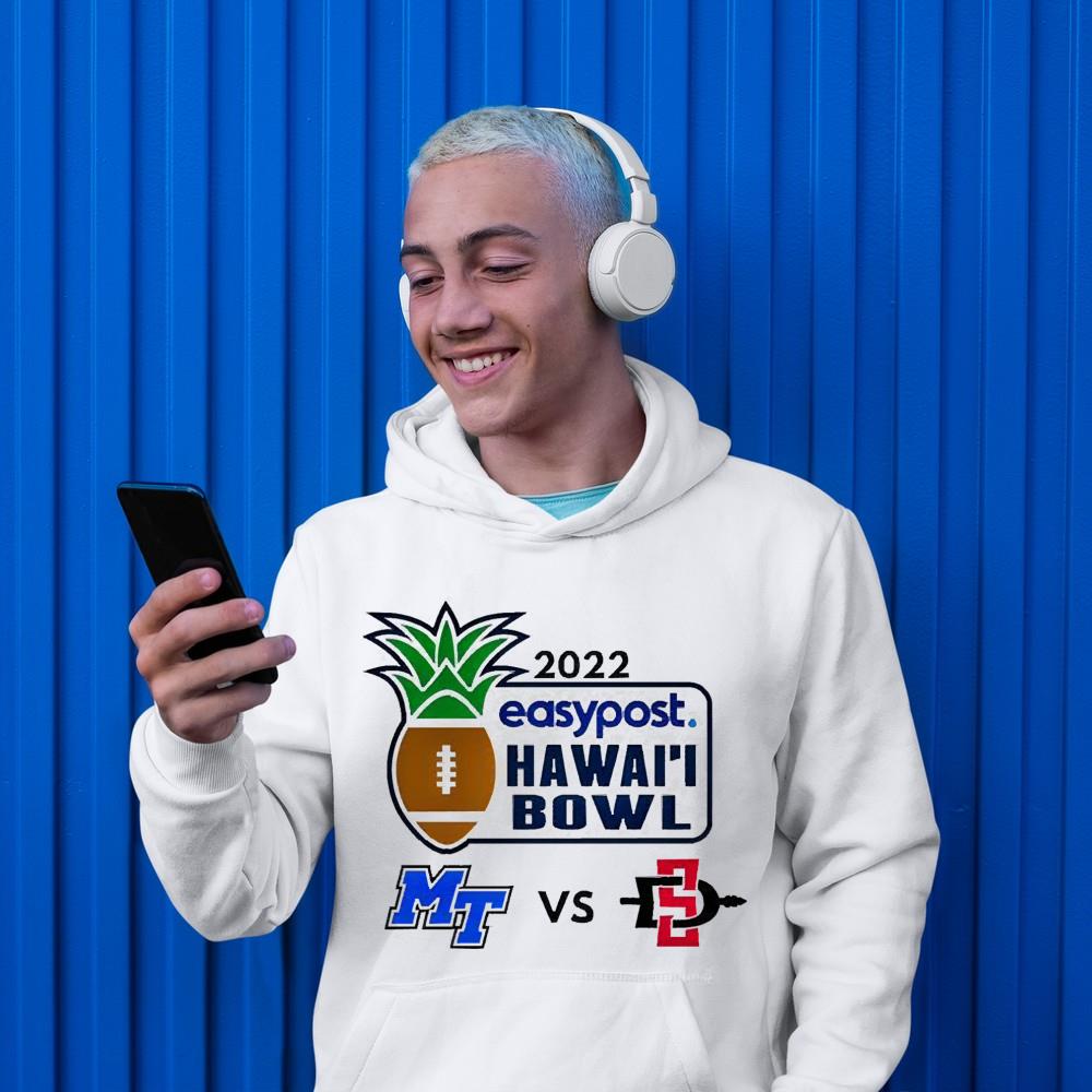 Middle Tennessee State Blue Raiders Vs San Diego State Aztecs 2022 Easypost Hawaii Bowl Apparel Shirt