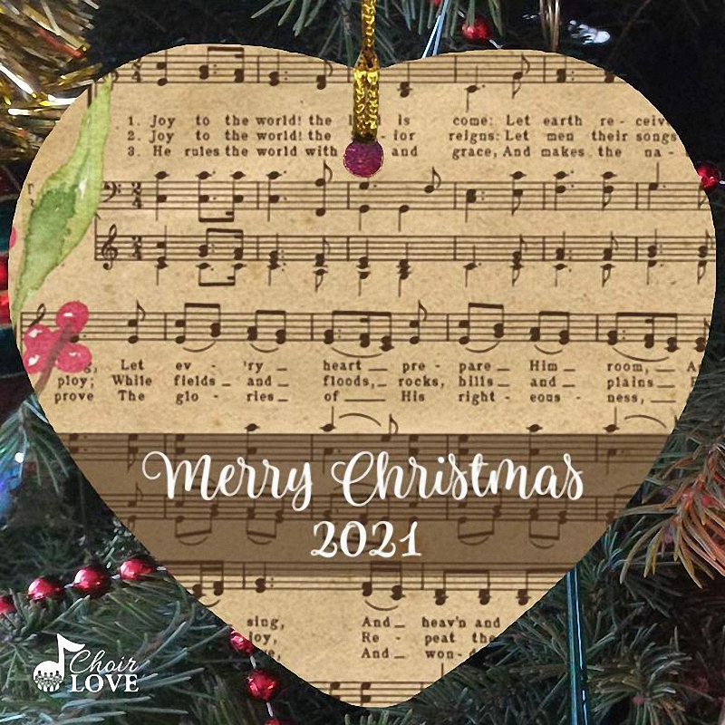 Music Ornament, Gifts For Singer Choir Director Joy To The World Heart Christmas Ornament 1