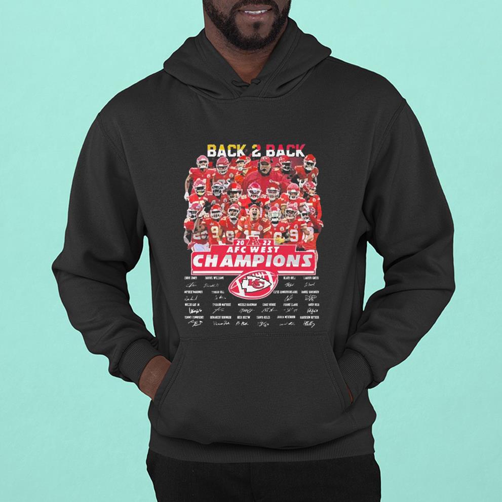 n12 kansas city chiefs back 2 back 2022 afc west champions signatures shirt hoodie - Kansas city Chiefs back 2 back 2022 afc west champions signatures shirt