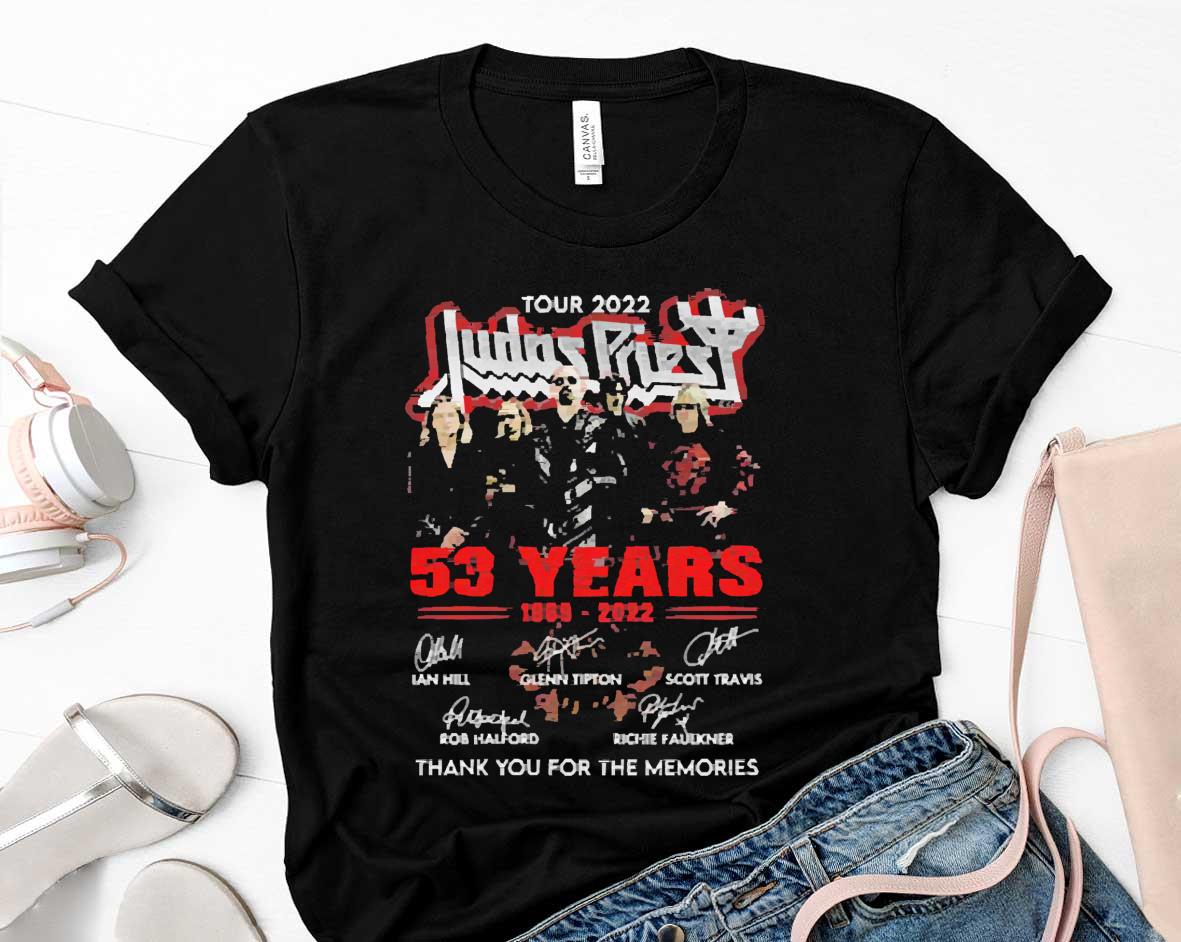 Tour 2022 Judas Priest 53 Years 1969 2022 Signatures Thank You For The Memories Shirt 1 Postmaloneshirt News