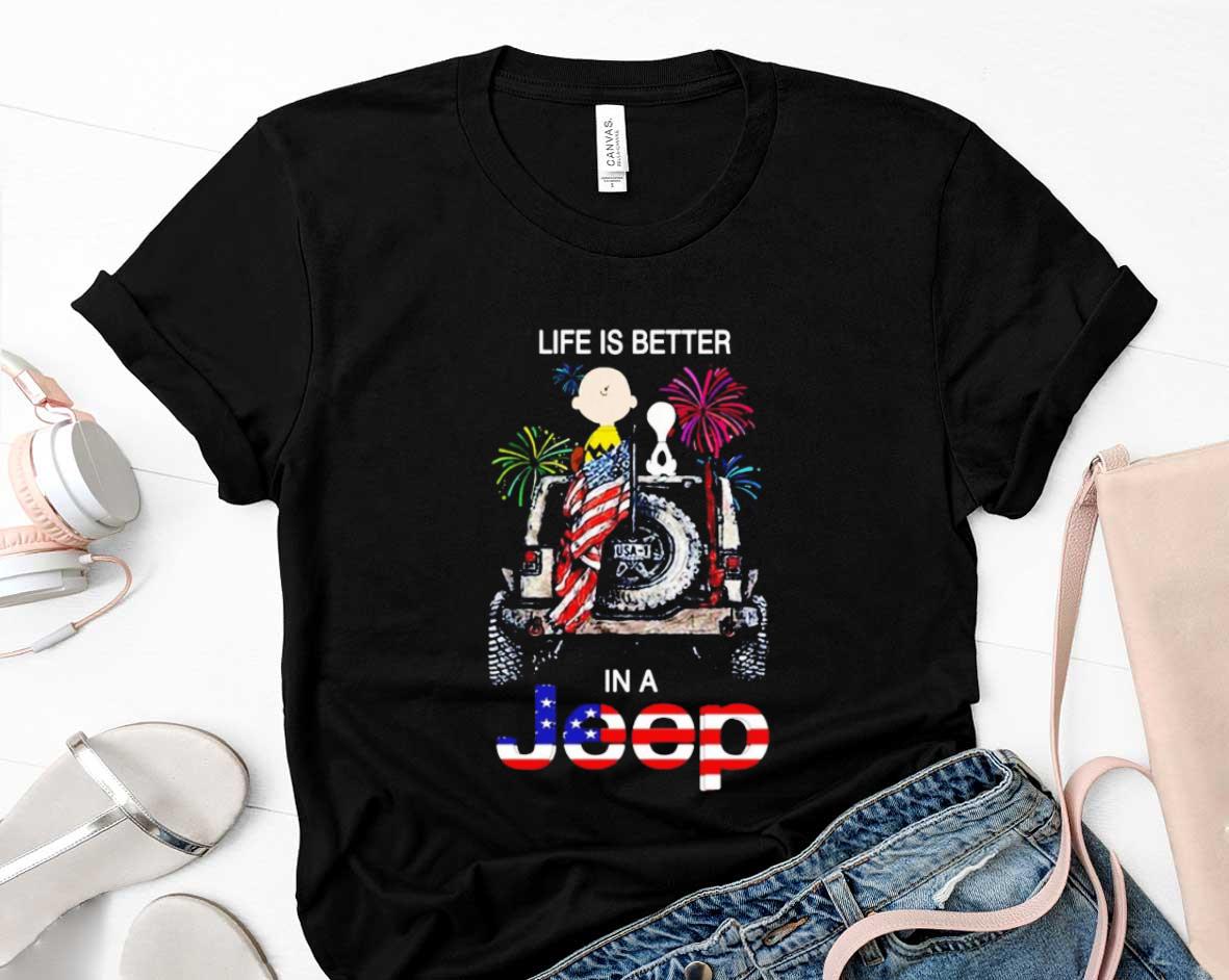 Snoopy and Charlie Brown life is better in a Jeep shirt 1 Postmaloneshirt News