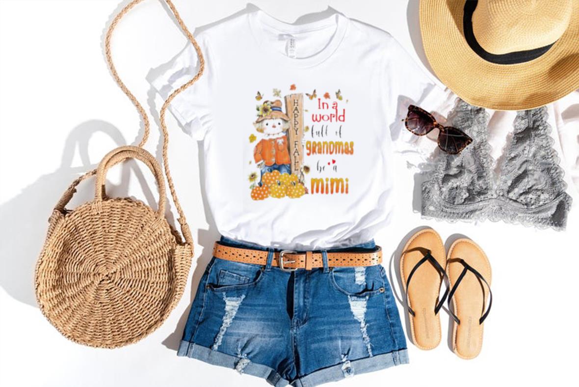 Straw Man Happy Fall In A World Full Of Grandmas Be A Mimi Thanksgiving Shirt 1 Thebeatlestshirt News