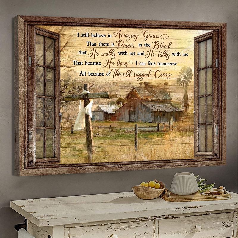 Old Barn Painting Countryside landscape I still believe in amazing grace Jesus 1